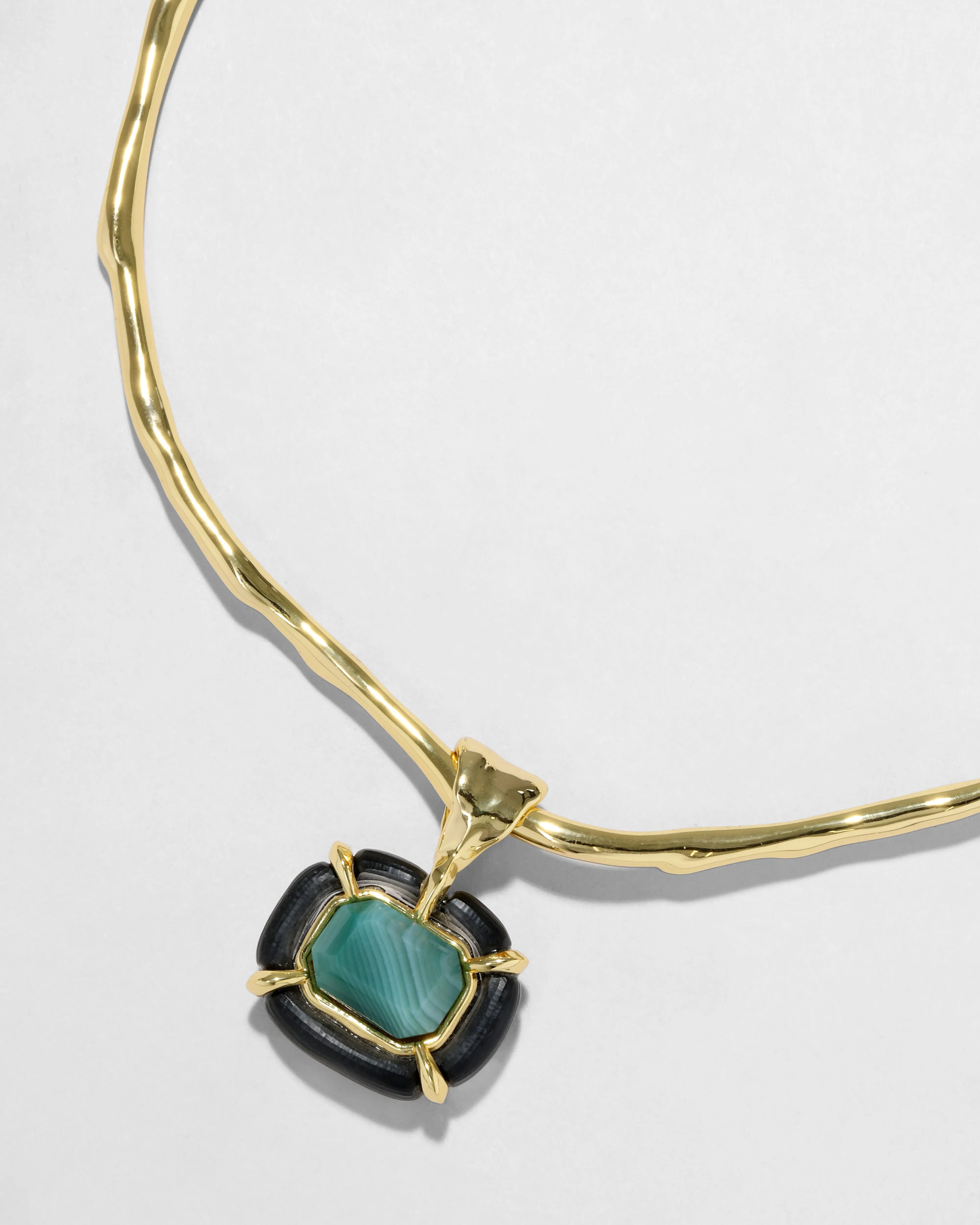 Lucite Jeweled Green Agate Collar Necklace- Black sold by Alexis Bittar product image thumbnail 4