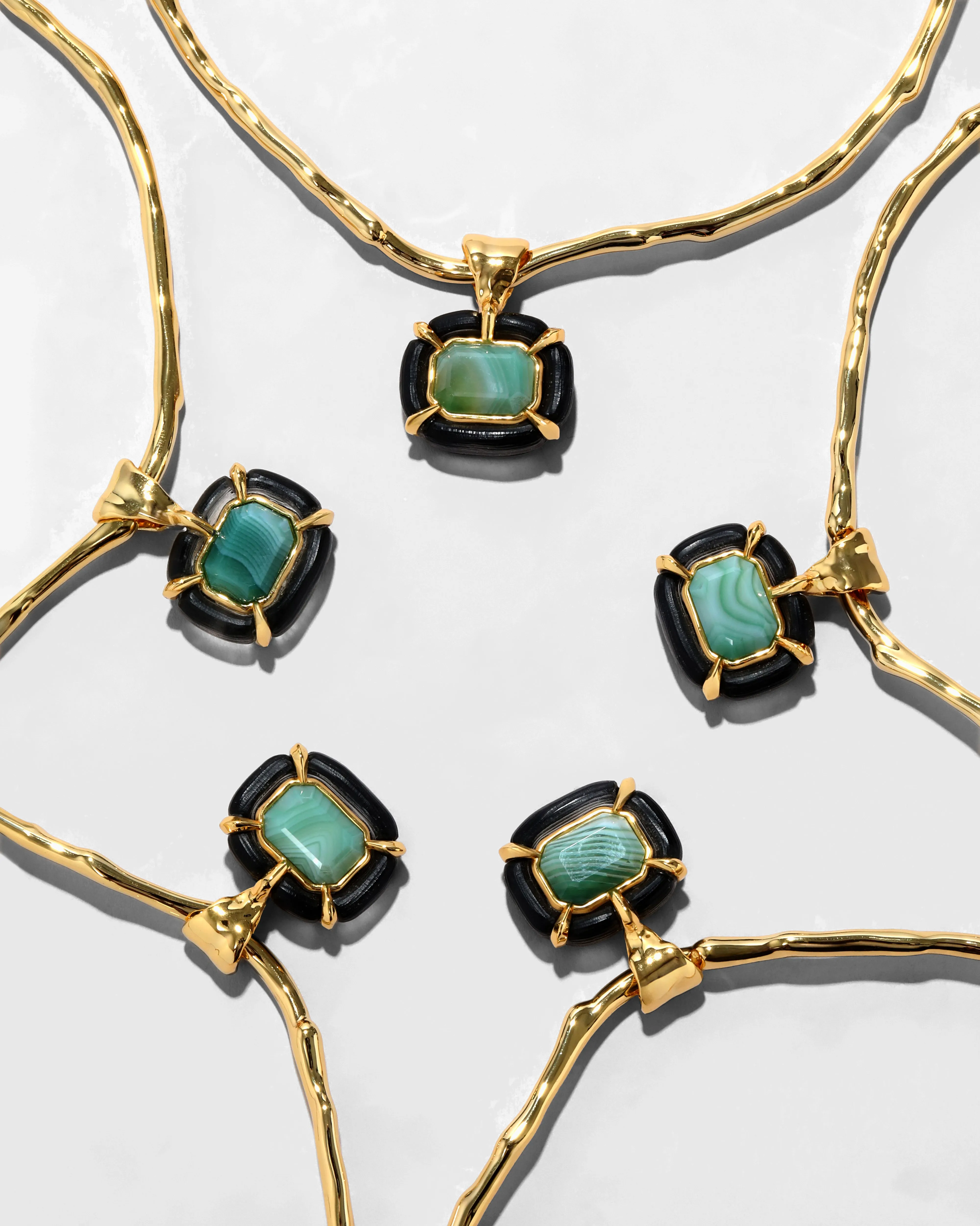 Lucite Jeweled Green Agate Collar Necklace- Black sold by Alexis Bittar product image thumbnail 3