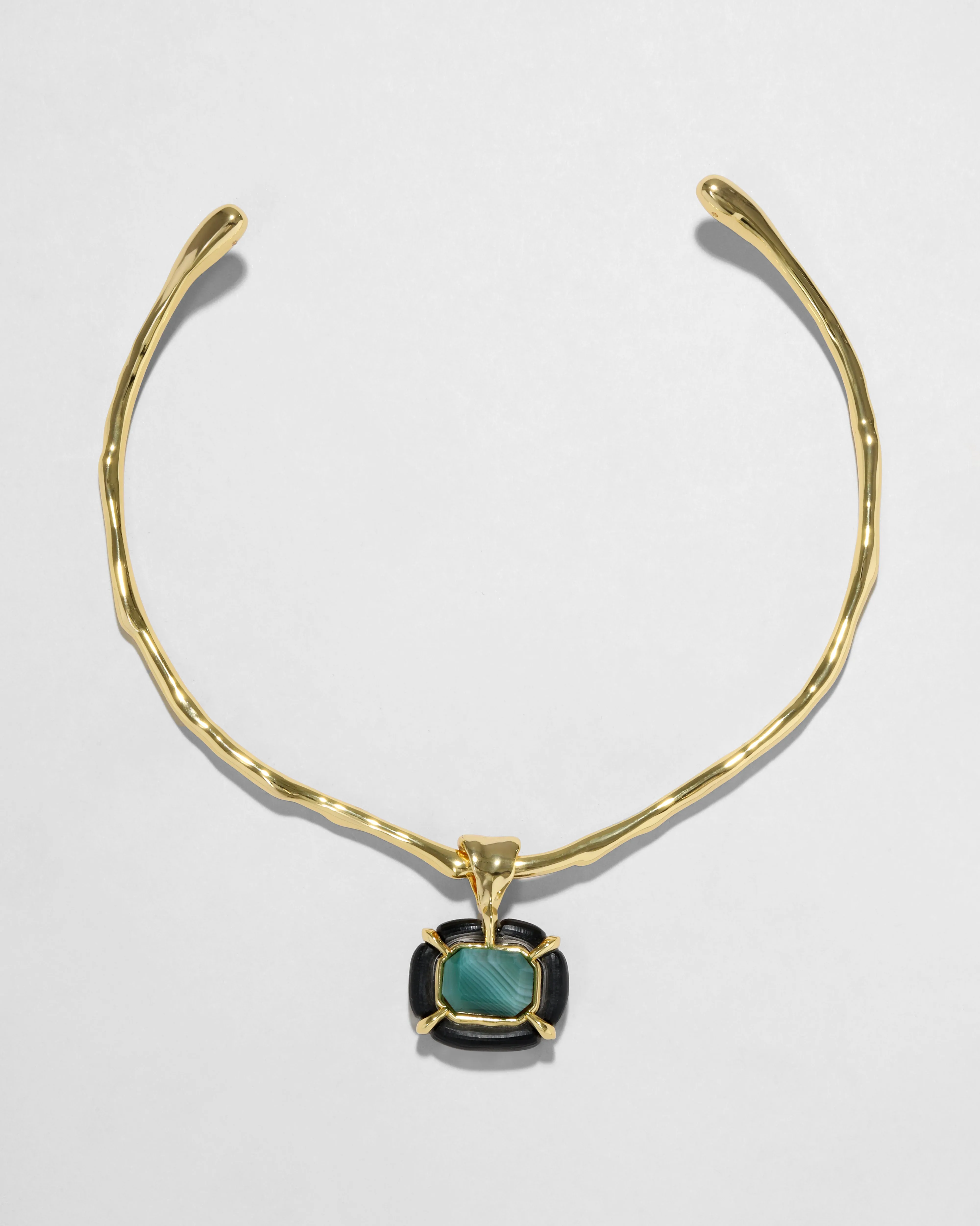 Lucite Jeweled Green Agate Collar Necklace- Black sold by Alexis Bittar
