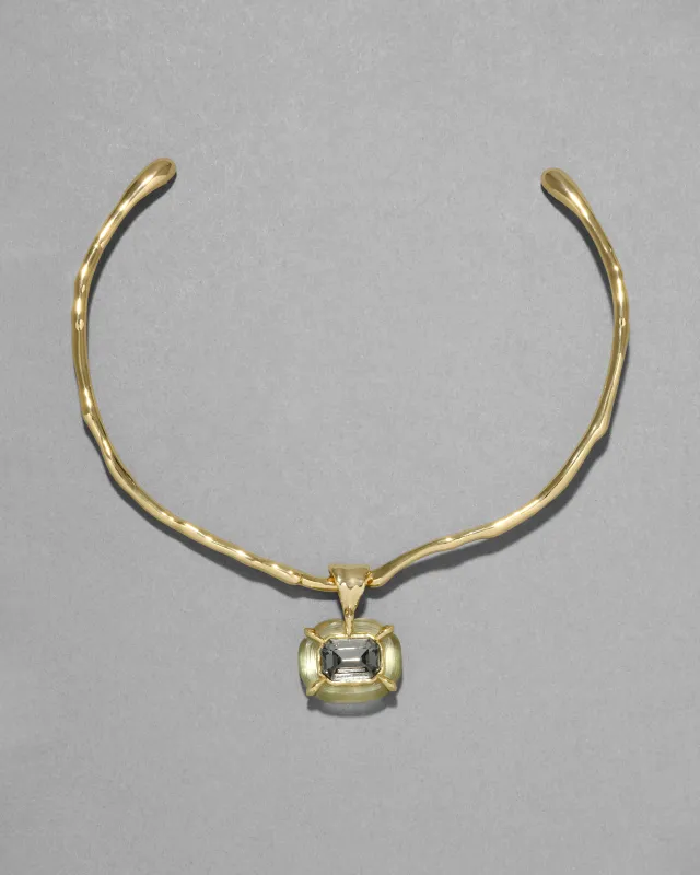 Lucite Jeweled Crystal Collar Necklace- Sage sold by Alexis Bittar
