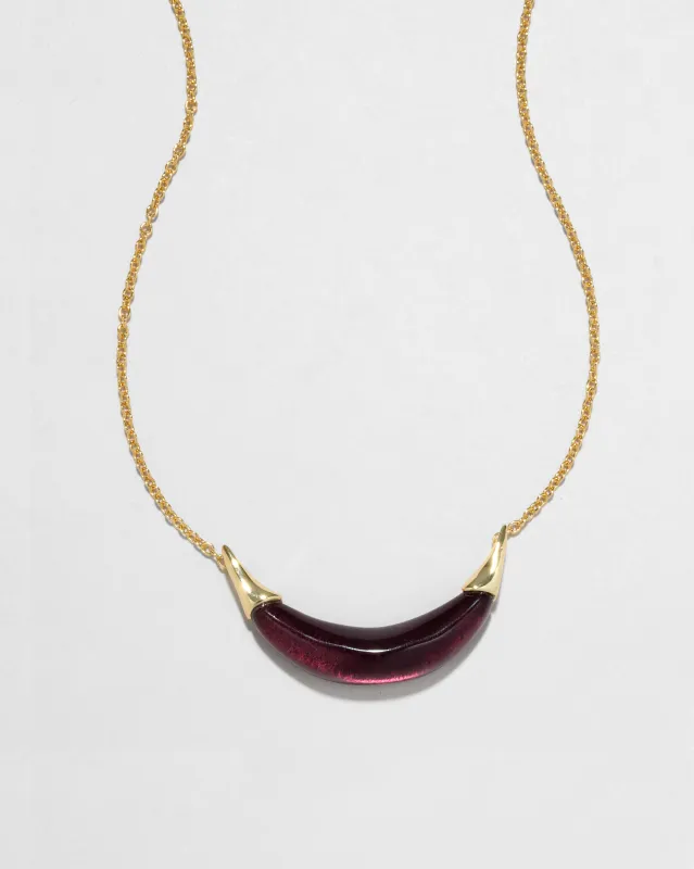 Gold Capped Crescent Lucite Necklace- Black Cherry sold by Alexis Bittar