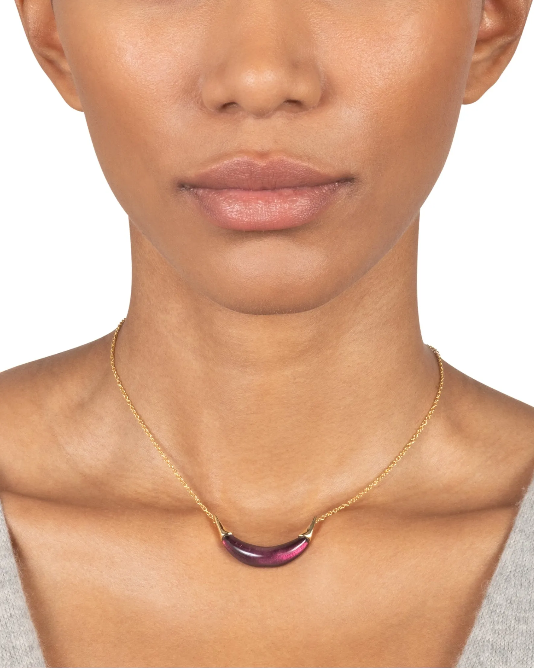 Gold Capped Crescent Lucite Necklace- Black Cherry sold by Alexis Bittar product image thumbnail 2