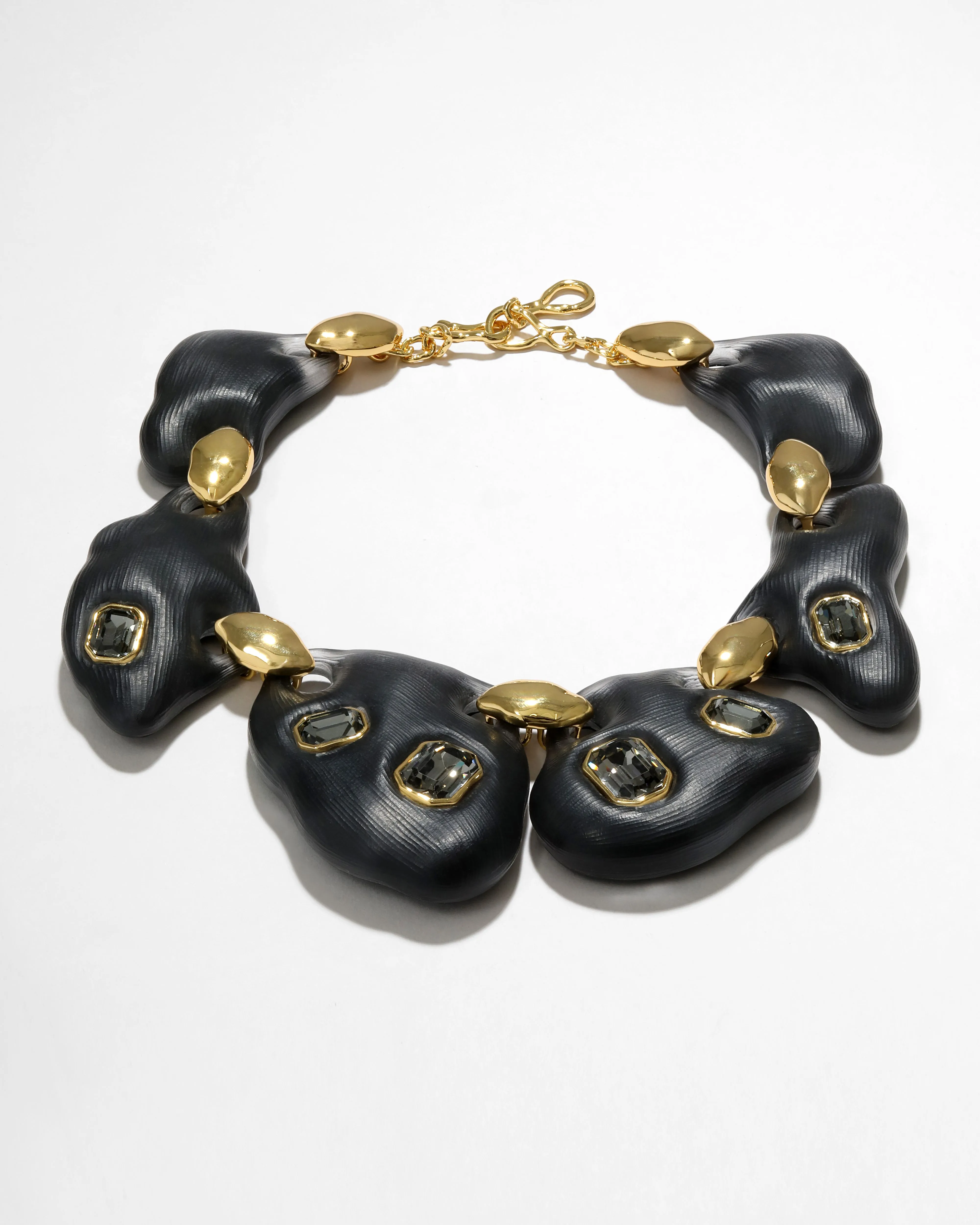 Lucite Jeweled Pebble Necklace- Black sold by Alexis Bittar product image thumbnail 4