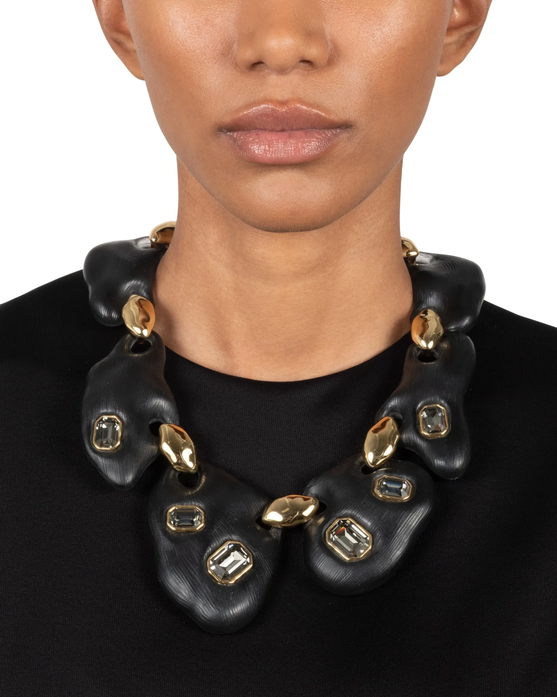 Lucite Jeweled Pebble Necklace- Black sold by Alexis Bittar product image thumbnail 2
