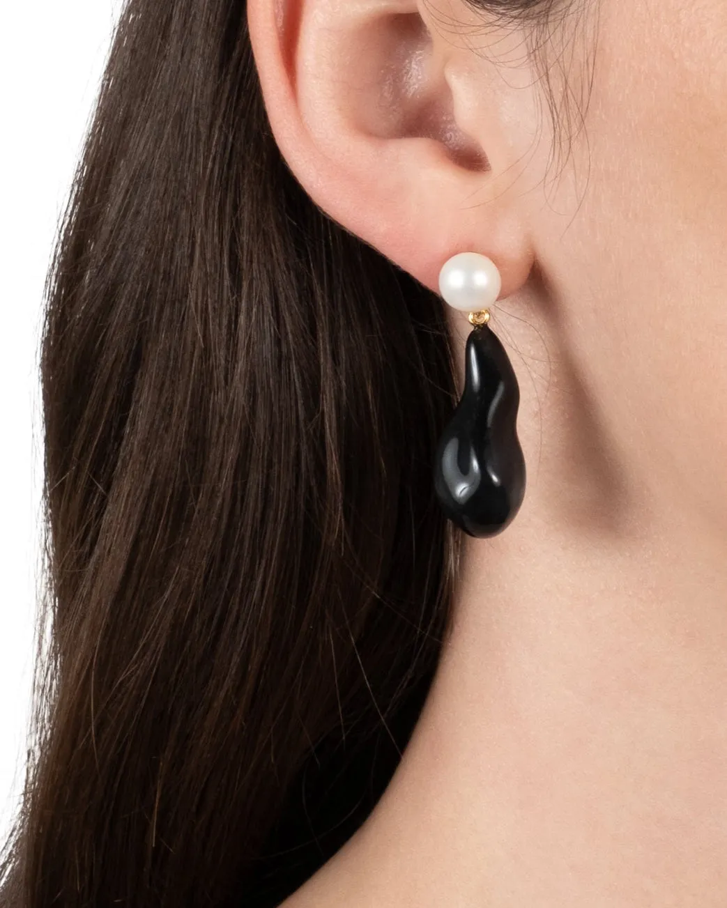 Lucite Freshwater Pearl Drop Earring- Onyx sold by Alexis Bittar product image thumbnail 2