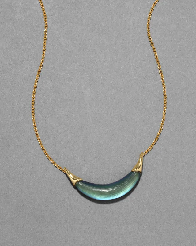 Gold Capped Crescent Lucite Necklace- Black Beetle sold by Alexis Bittar