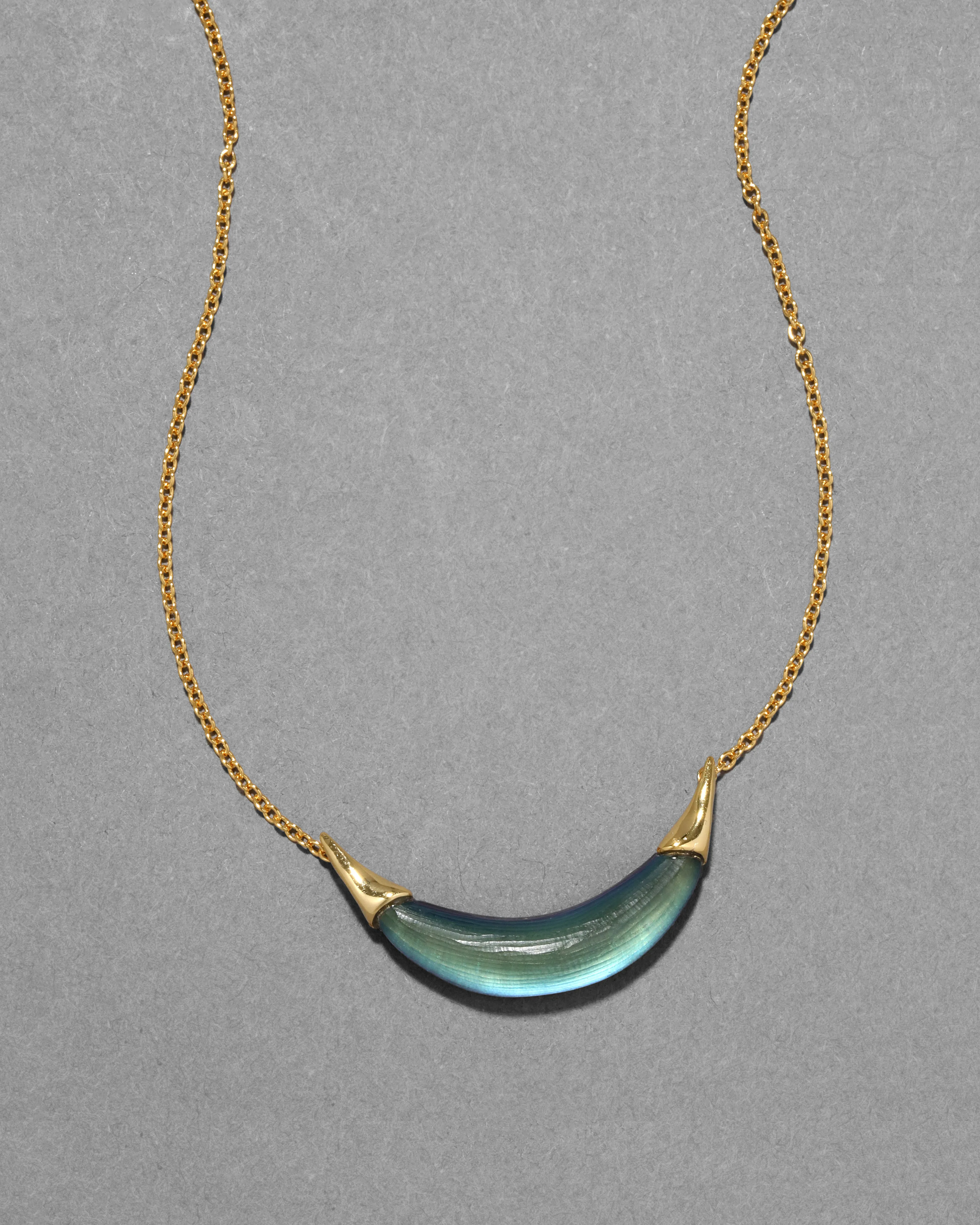 Gold Capped Crescent Lucite Necklace- Black Beetle sold by Alexis Bittar