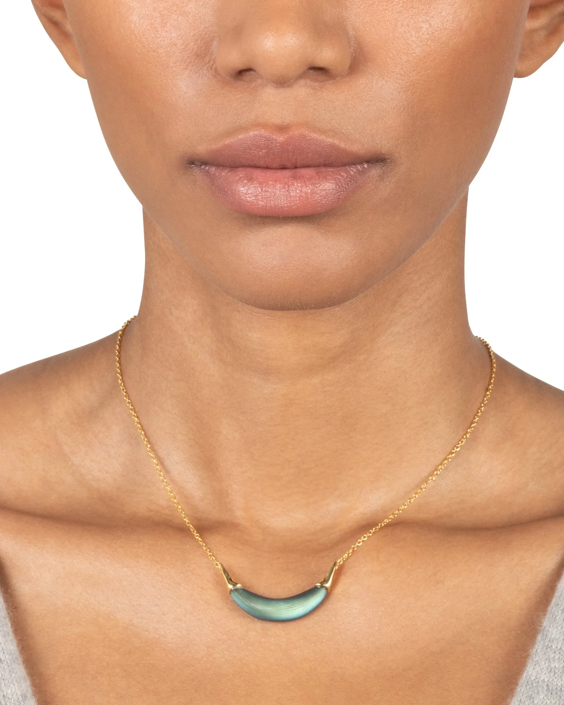 Gold Capped Crescent Lucite Necklace- Black Beetle sold by Alexis Bittar product image thumbnail 2