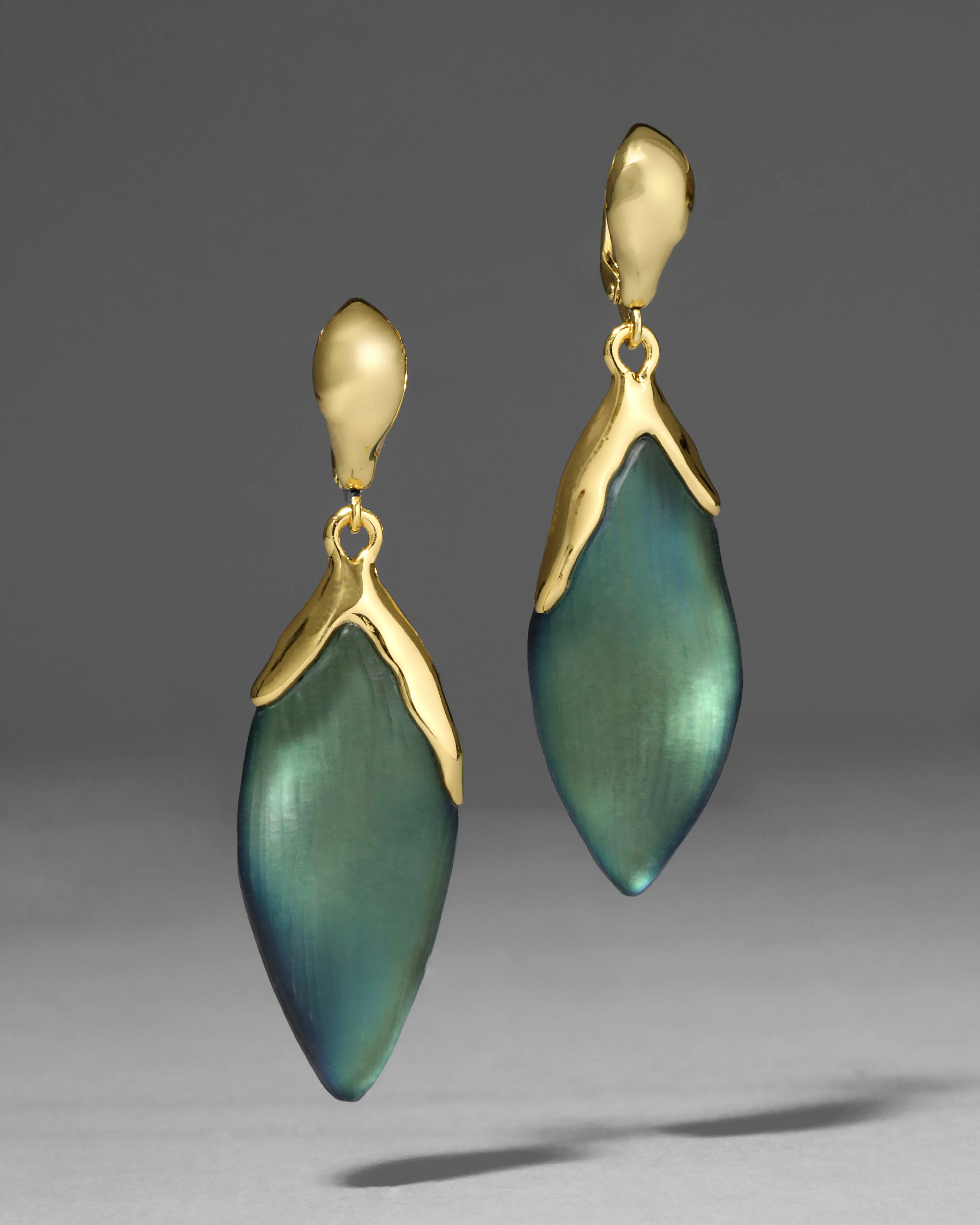 Lucite Petal Leverback Earring- Black Beetle sold by Alexis Bittar