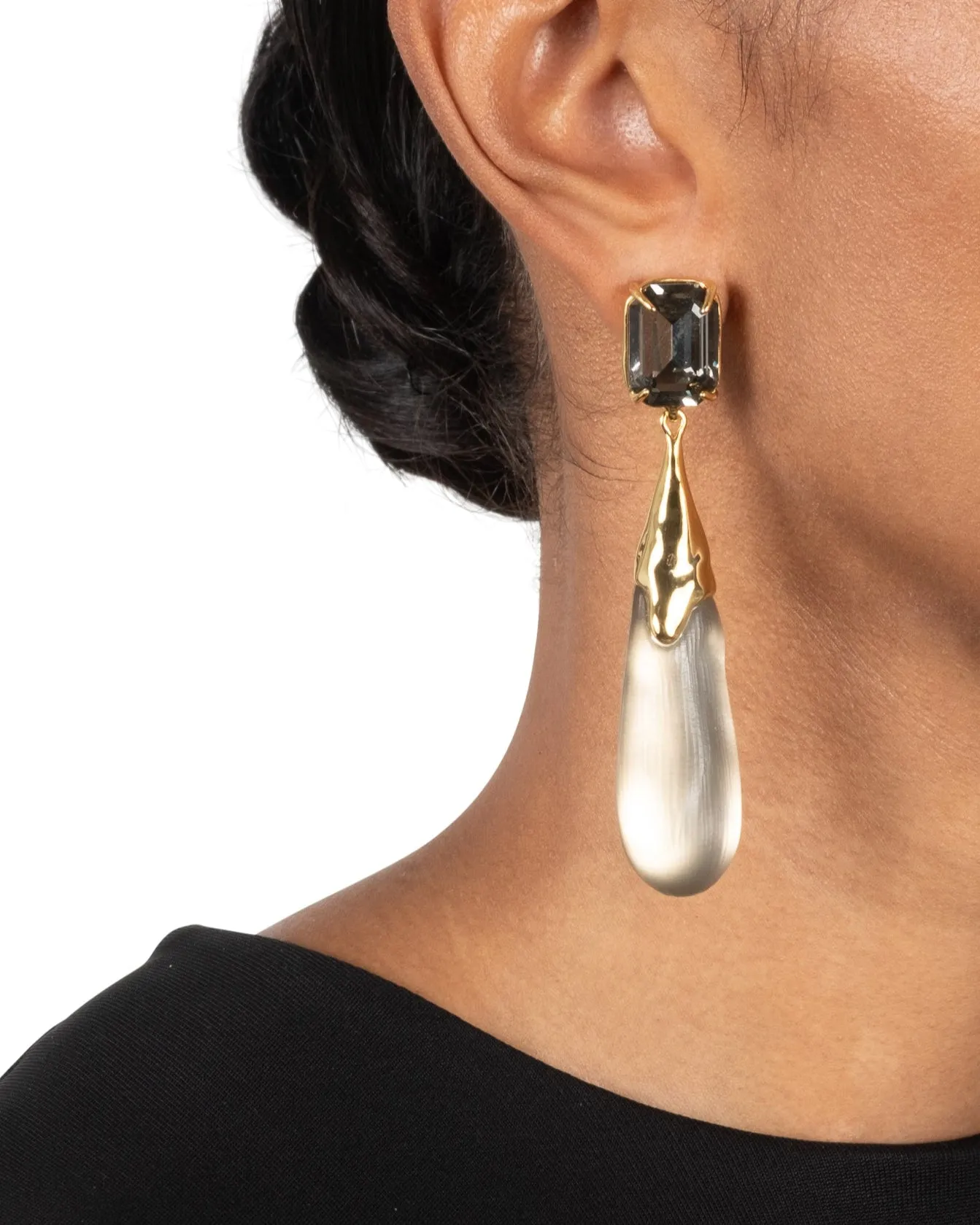 Bonbon Crystal Large Teardrop Earring- Warm Grey sold by Alexis Bittar product image thumbnail 2