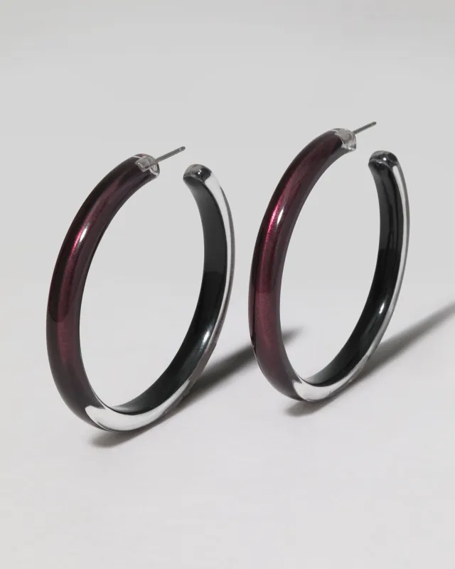 Skinny Lucite Hoop Earring- Black Cherry sold by Alexis Bittar