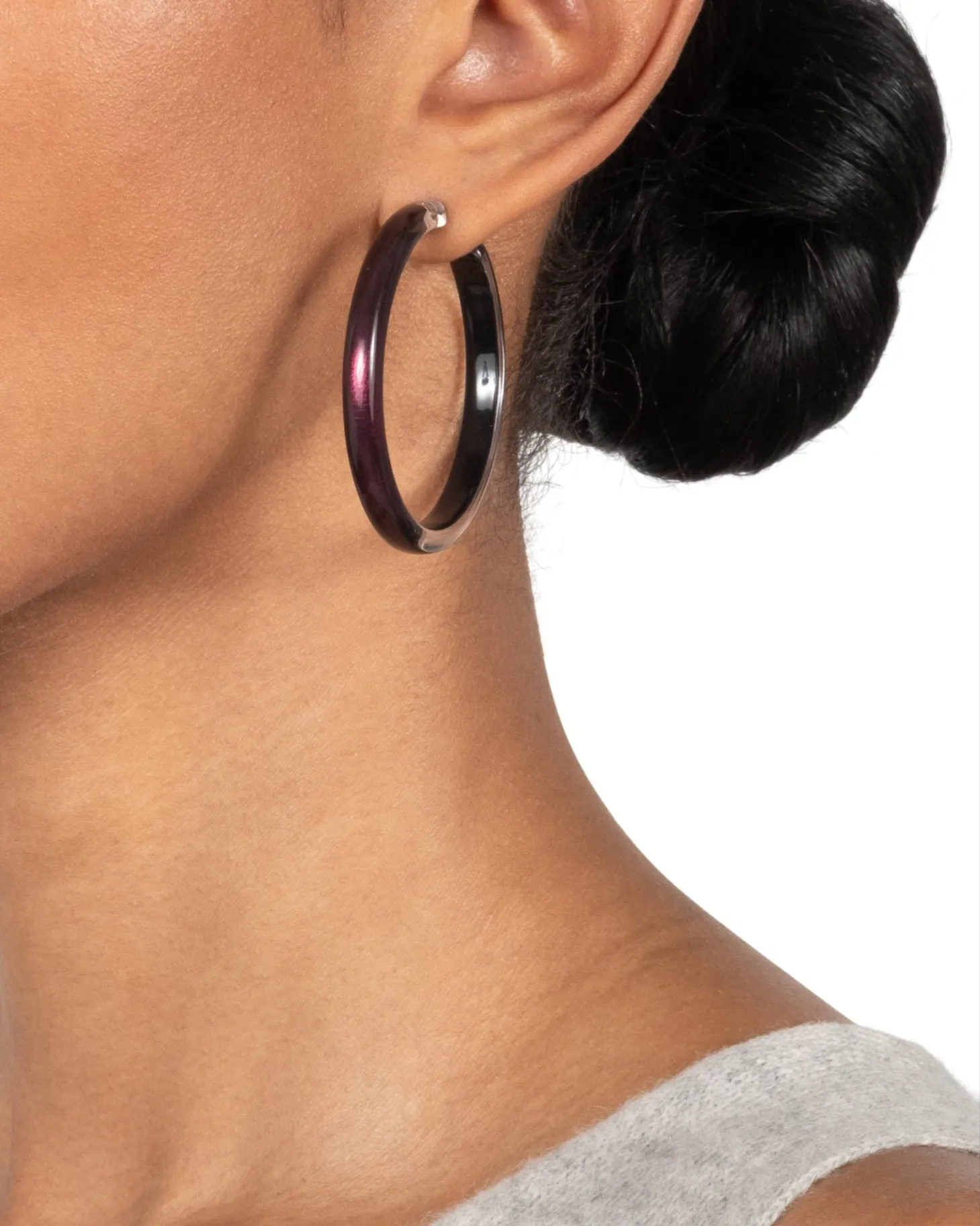 Skinny Lucite Hoop Earring- Black Cherry sold by Alexis Bittar product image thumbnail 2