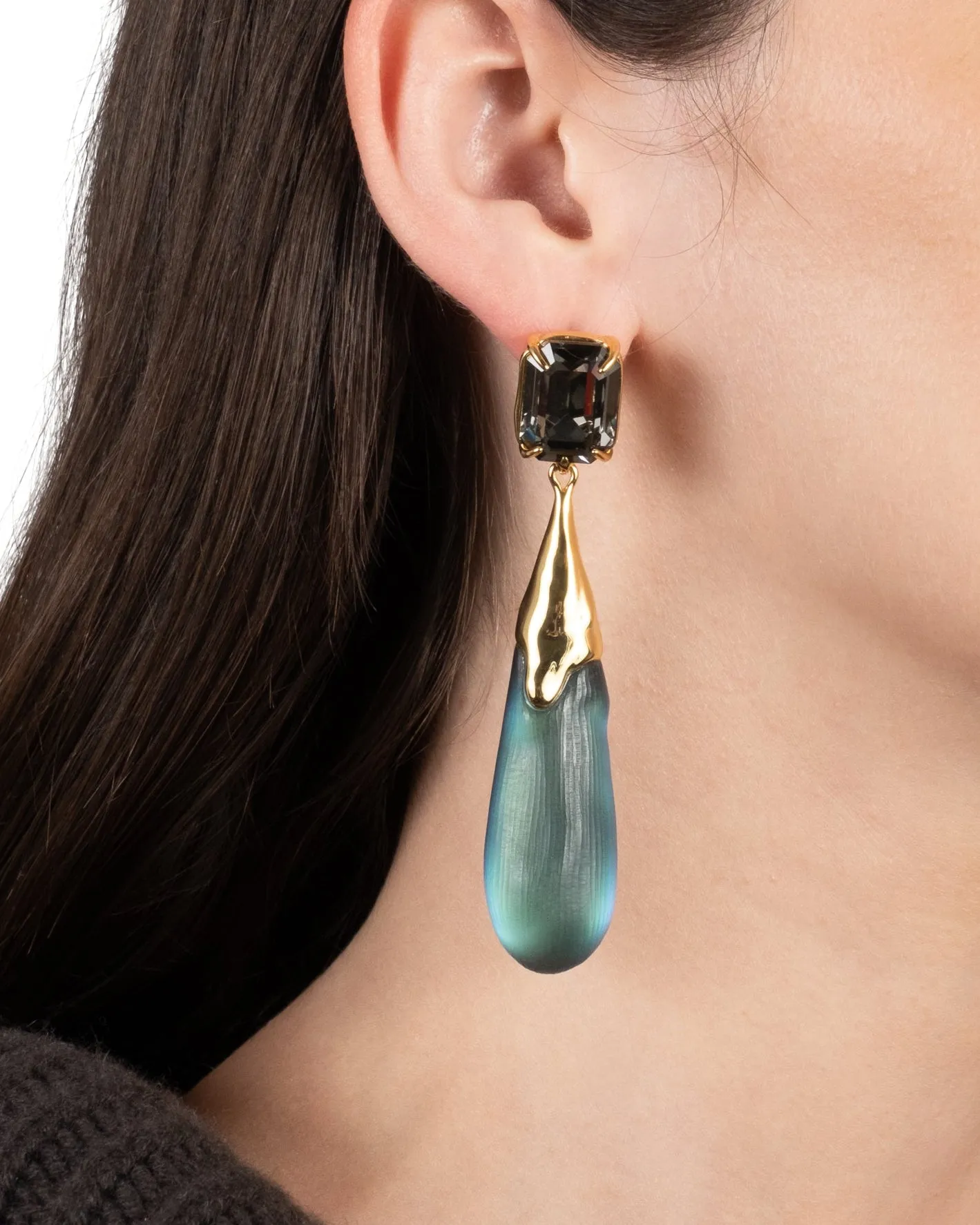 Bonbon Crystal Large Teardrop Earring- Black Beetle sold by Alexis Bittar product image thumbnail 2