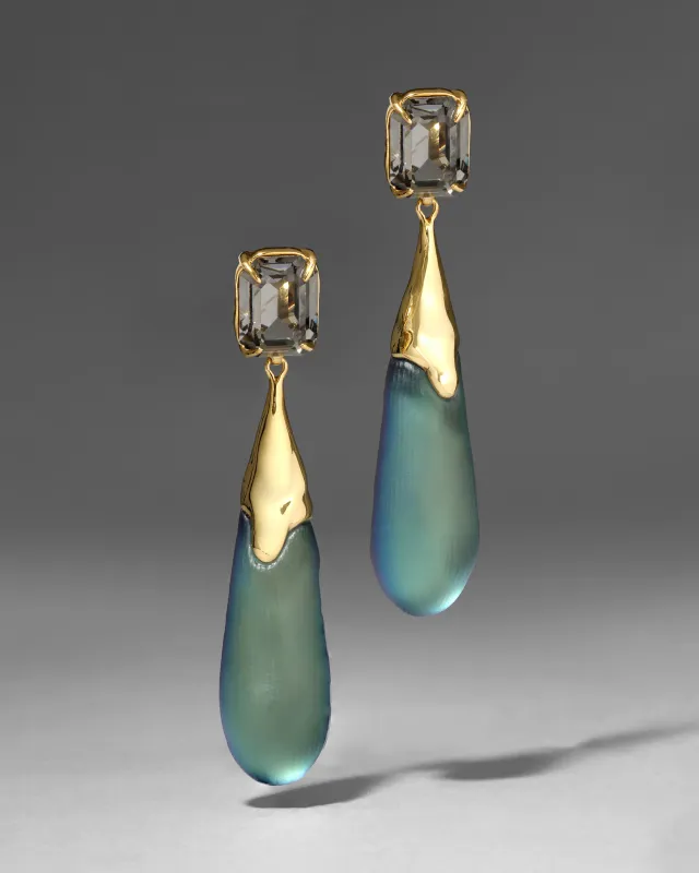 Bonbon Crystal Large Teardrop Earring- Black Beetle sold by Alexis Bittar