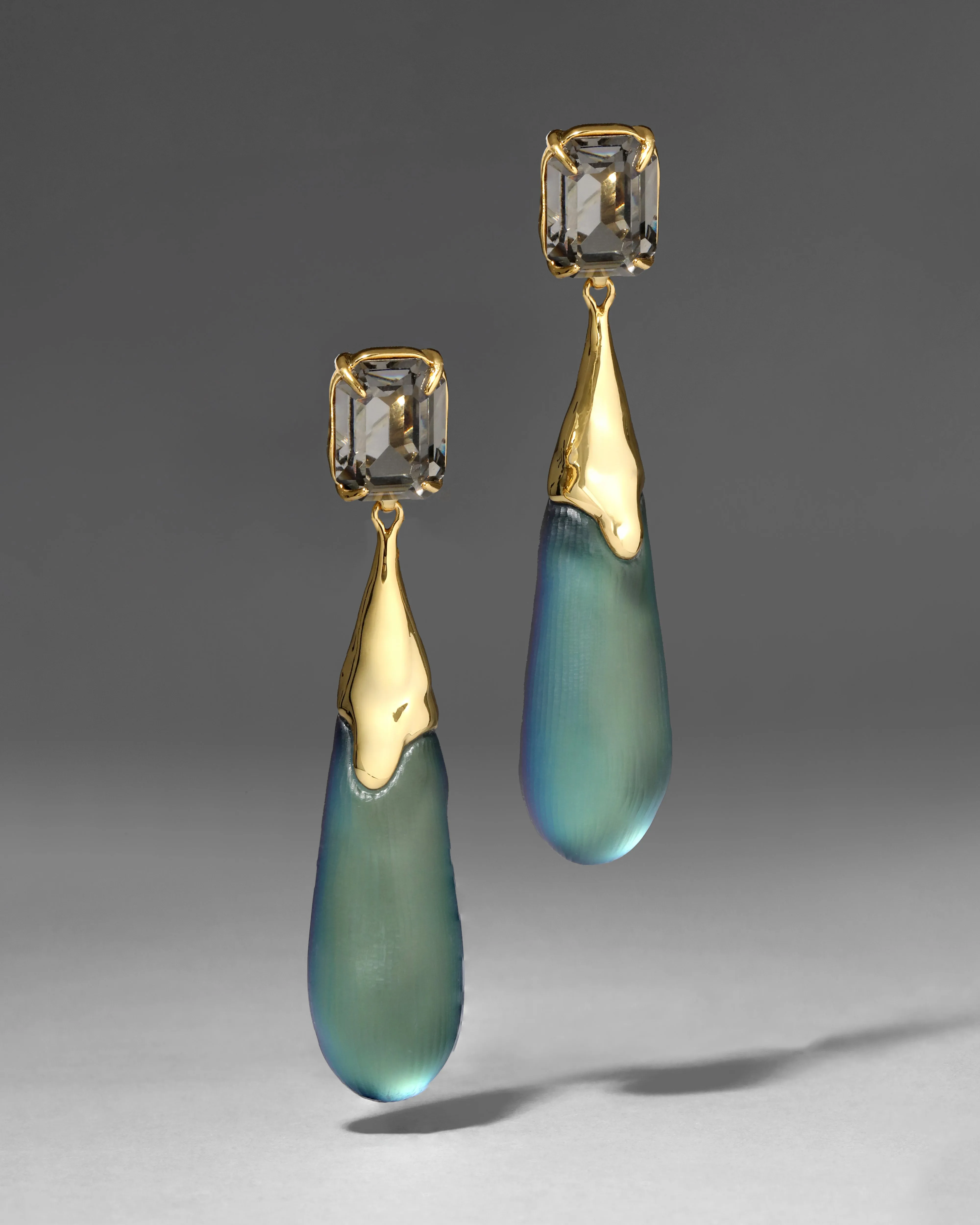 Bonbon Crystal Large Teardrop Earring- Black Beetle sold by Alexis Bittar