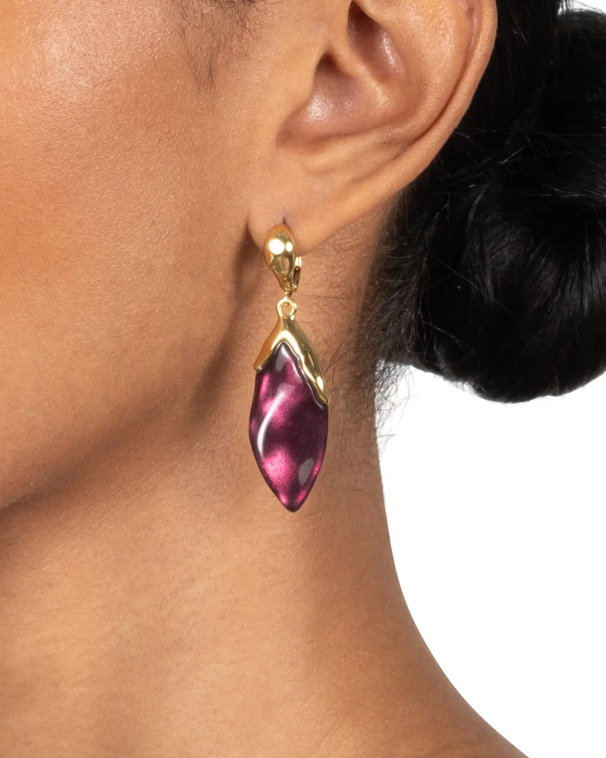 Lucite Petal Leverback Earring- Black Cherry sold by Alexis Bittar product image thumbnail 2