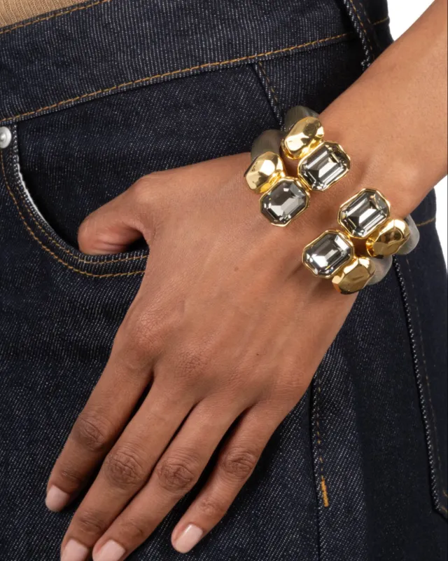 Lucite Crystal Capped Hinge Bracelet- Sage sold by Alexis Bittar