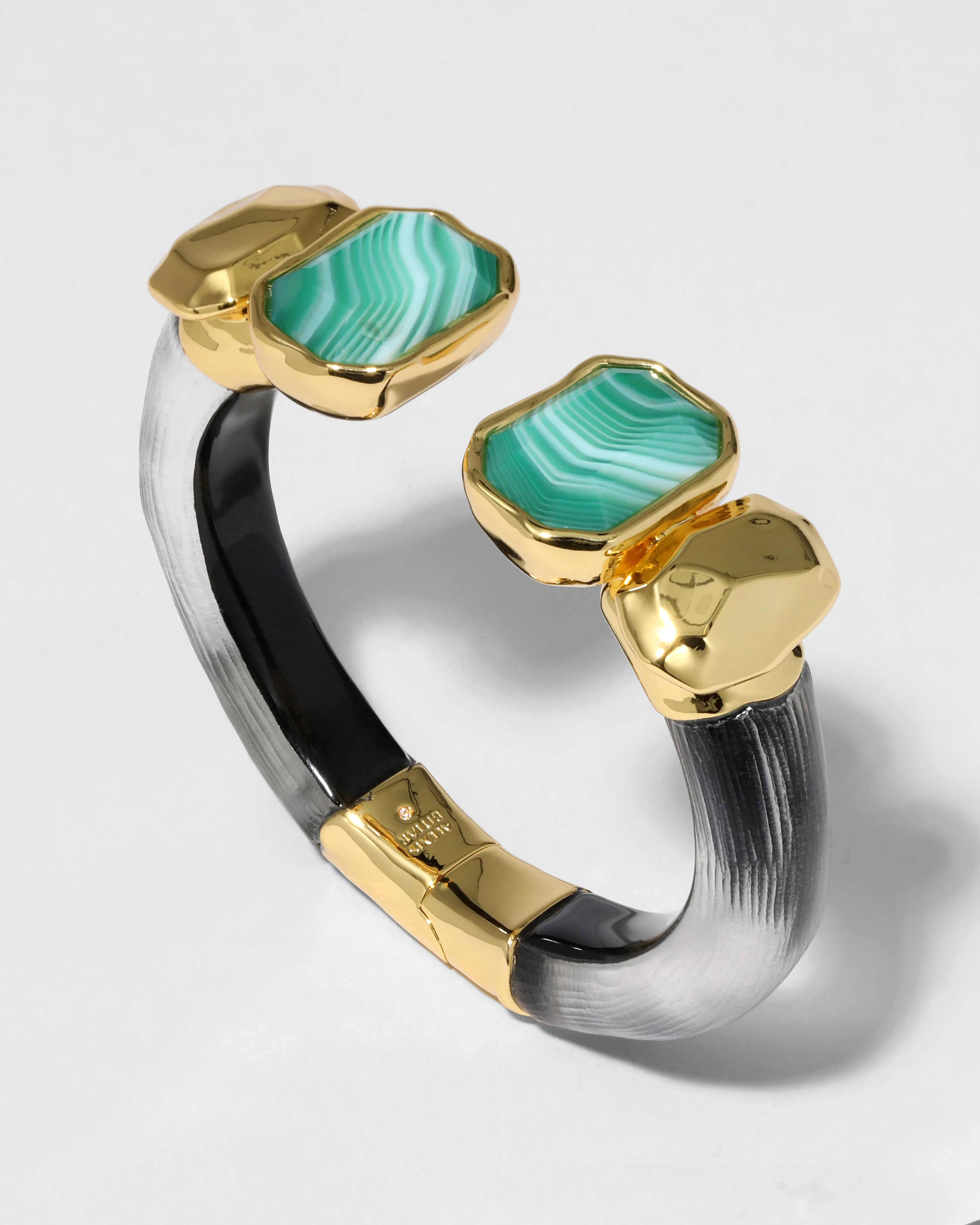 Lucite Green Agate Capped Hinge Bracelet- Black sold by Alexis Bittar product image thumbnail 3