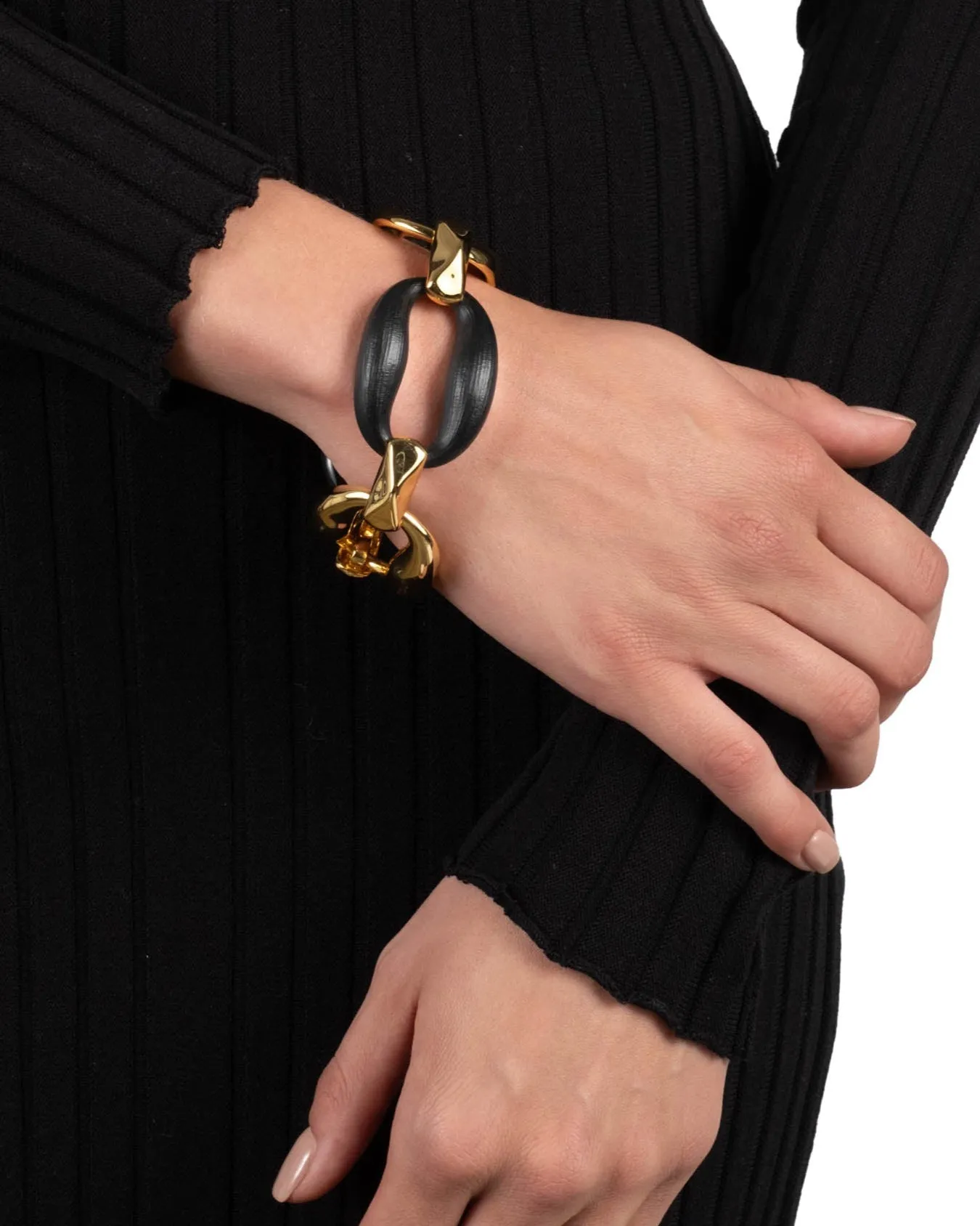 Lucite Gold Link Bracelet- Black sold by Alexis Bittar product image thumbnail 2