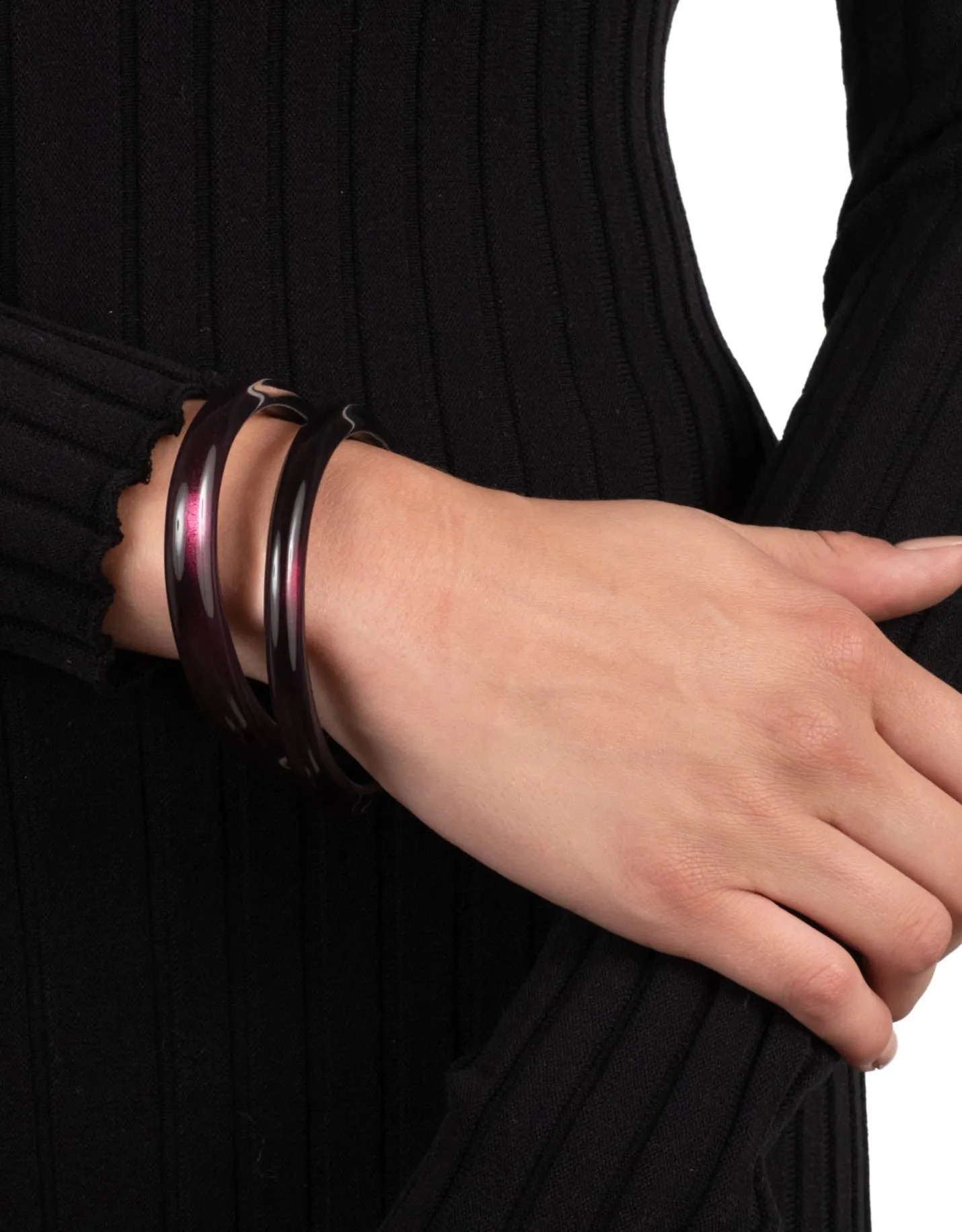 Lucite Skinny Bangle Bracelet- Black Cherry sold by Alexis Bittar product image thumbnail 2