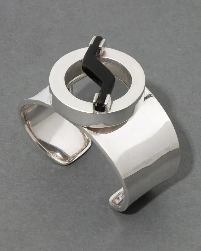 Vintage 1980s Sterling Silver Geometric Cuff sold by Alexis Bittar