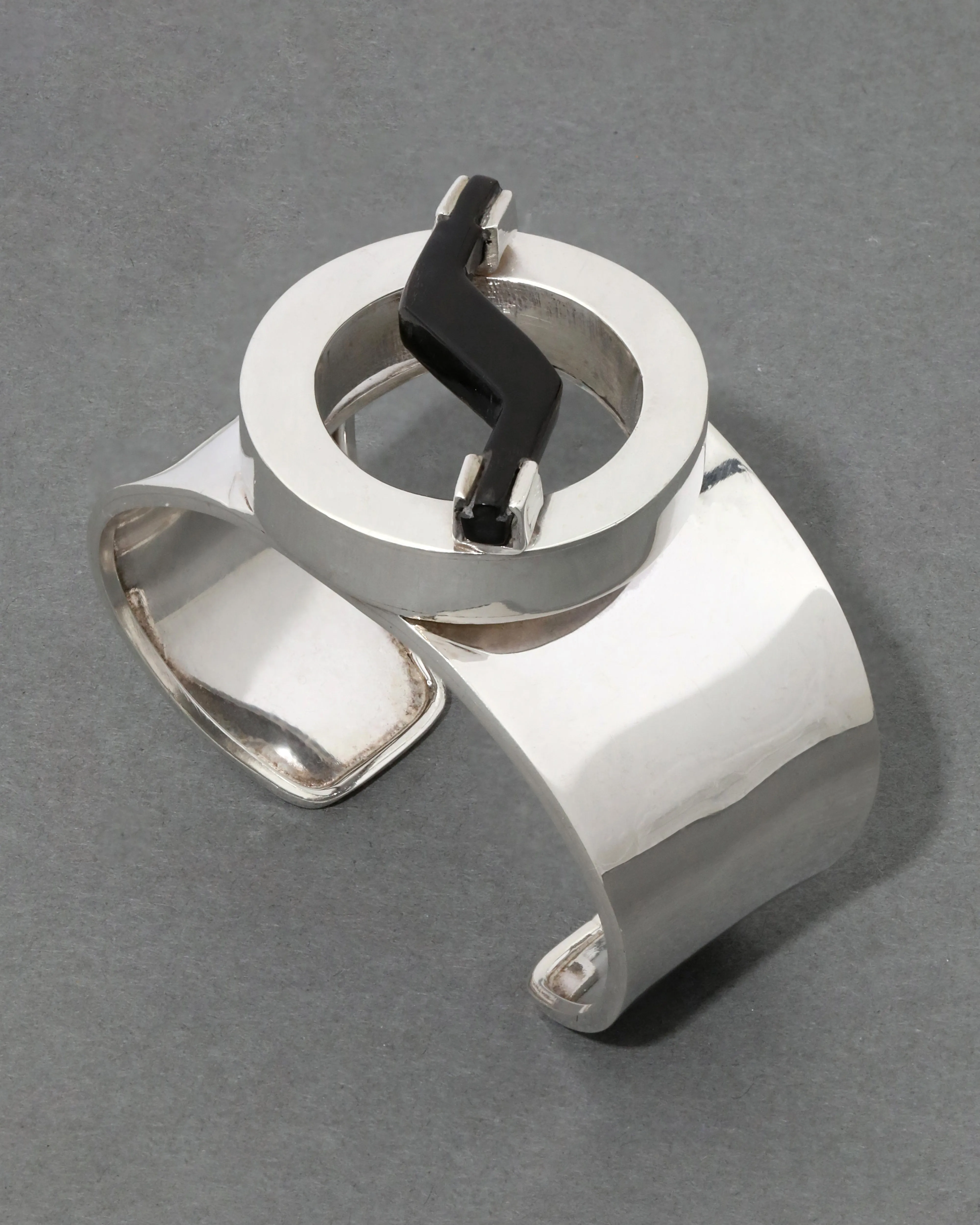 Vintage 1980s Sterling Silver Geometric Cuff sold by Alexis Bittar