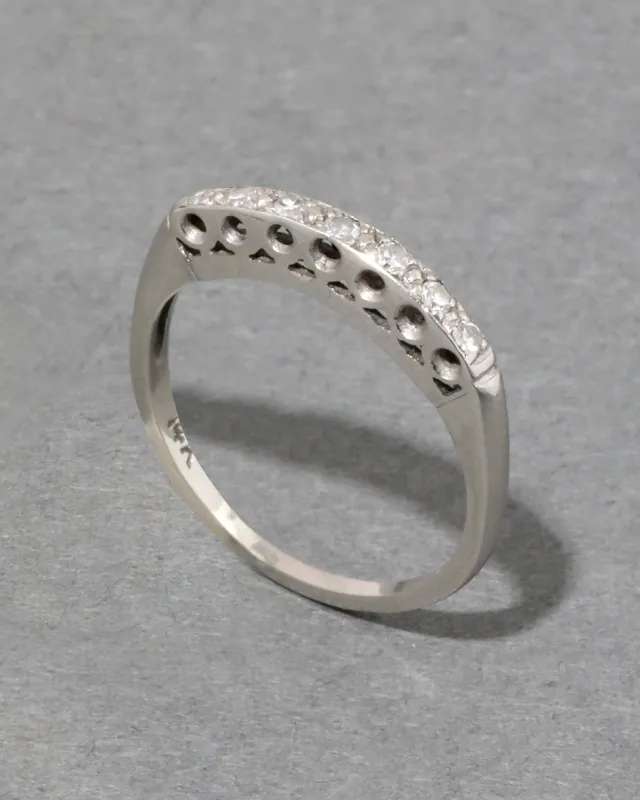 Vintage 14k White Gold & Diamond Band Ring sold by Alexis Bittar
