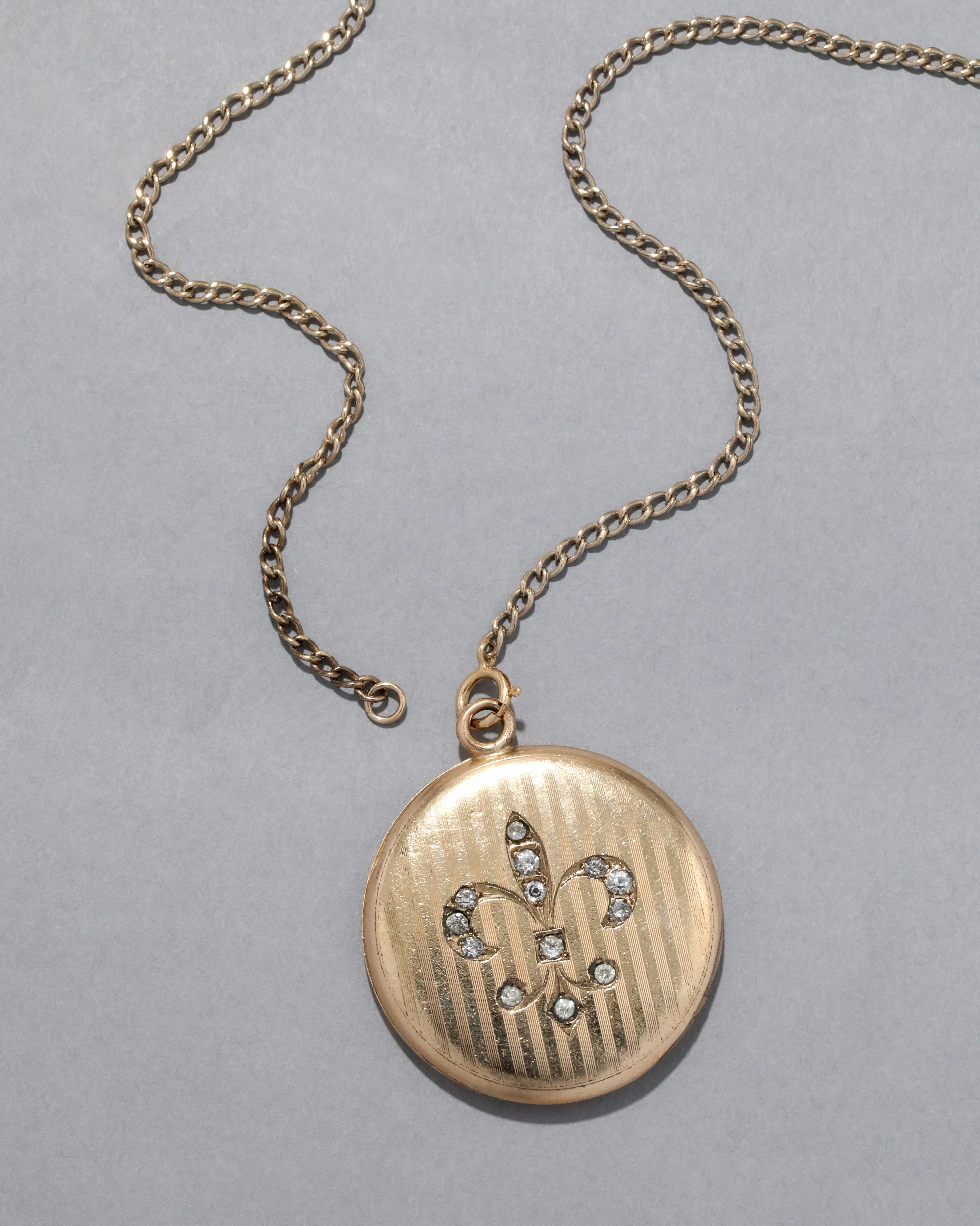 Antique 1800s 14k Gold Filled Fleur de Lis Locket Necklace sold by Alexis Bittar product image thumbnail 5