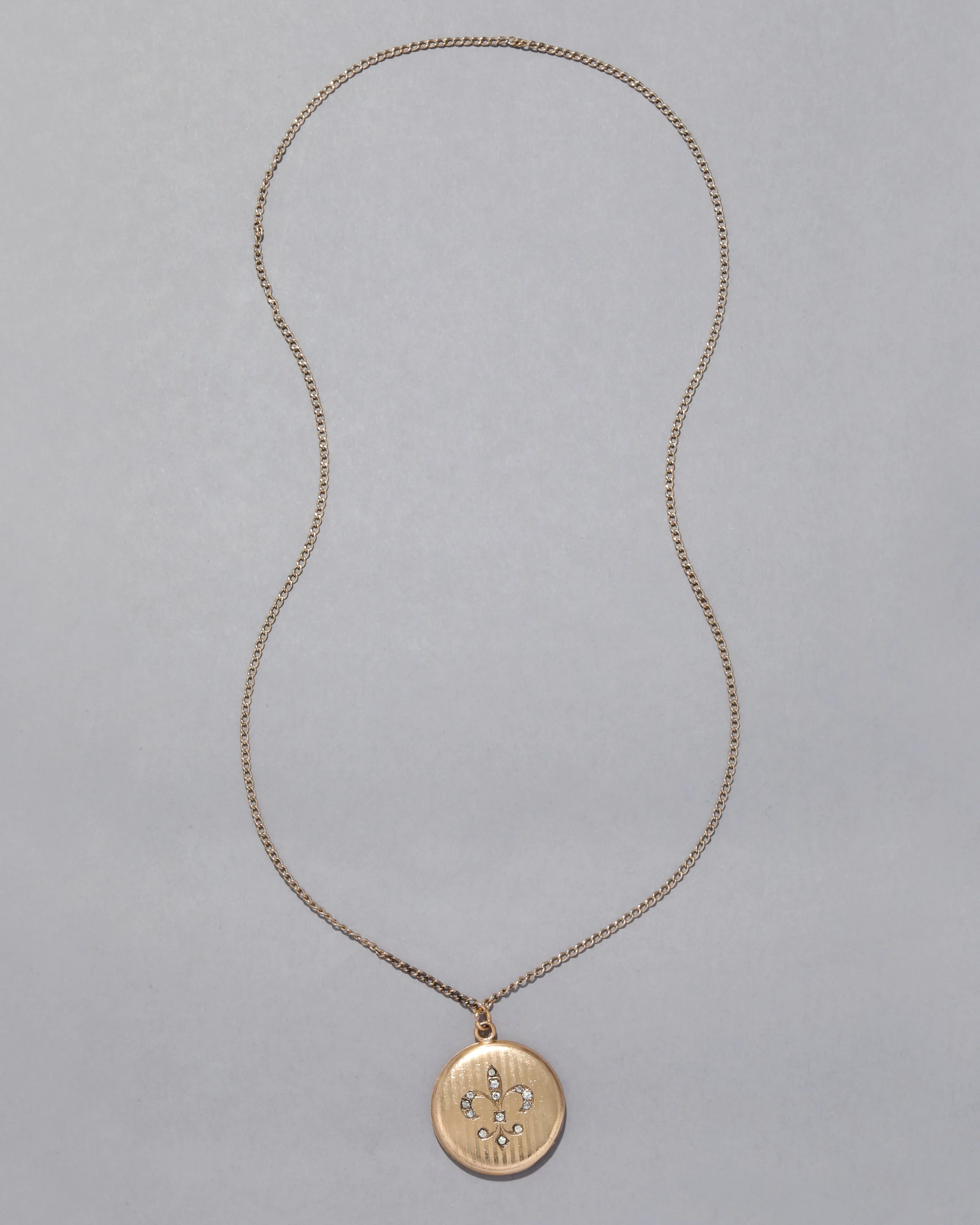 Antique 1800s 14k Gold Filled Fleur de Lis Locket Necklace sold by Alexis Bittar product image thumbnail 2