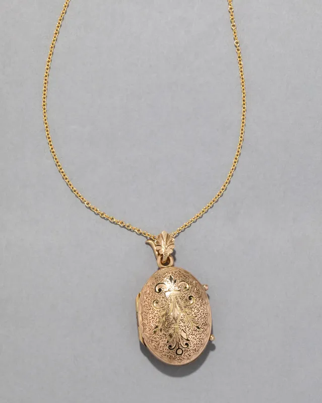 Antique 1800s Victorian 14k Gold Filled Enamel Locket Necklace 2 sold by Alexis Bittar