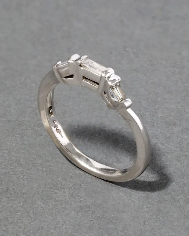 Vintage 1950s Platinum Baguette Diamond Ring sold by Alexis Bittar