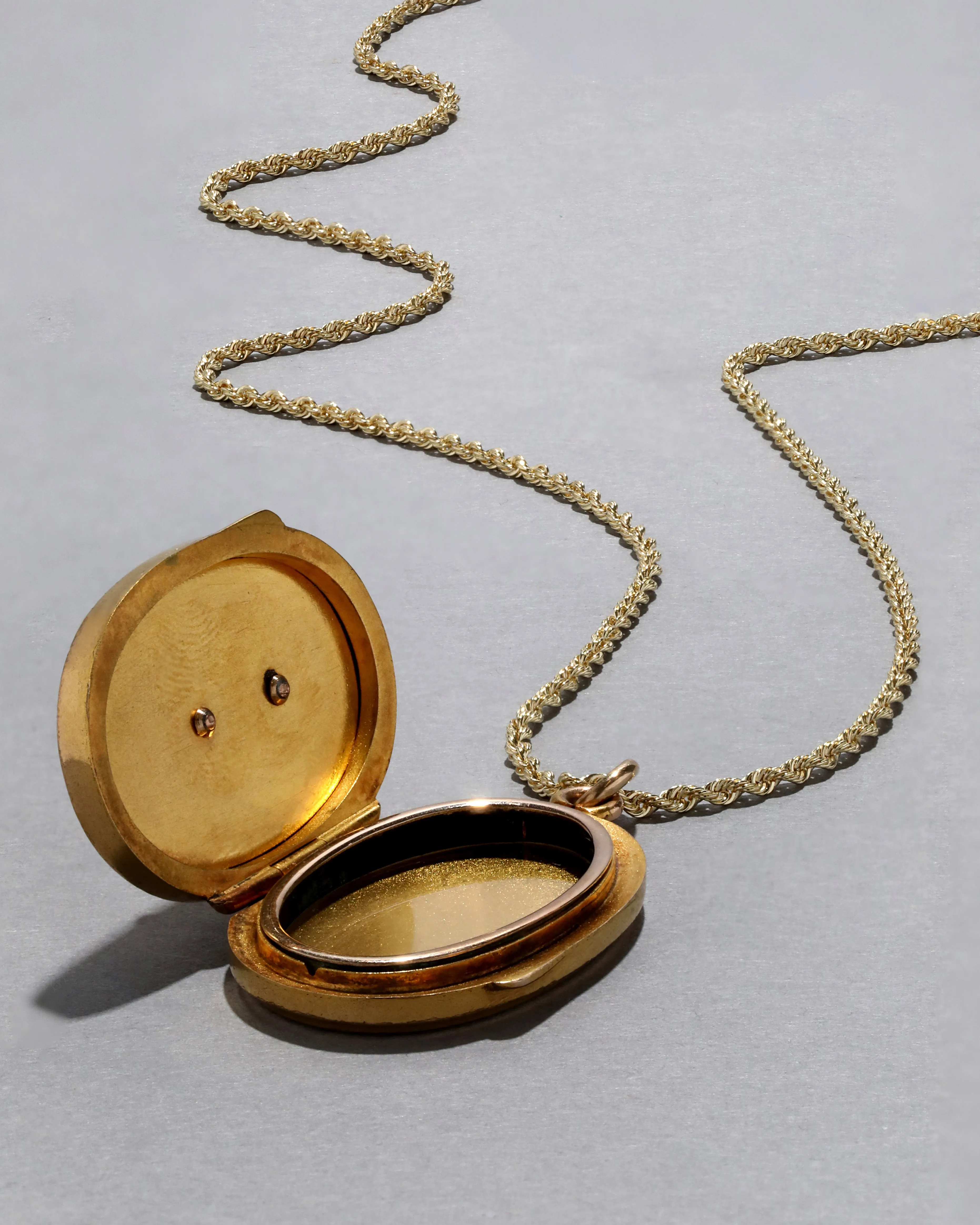 Antique Victorian 1800s 14k Gold Locket Necklace with Pearl on French Rope Chain sold by Alexis Bittar product image thumbnail 3