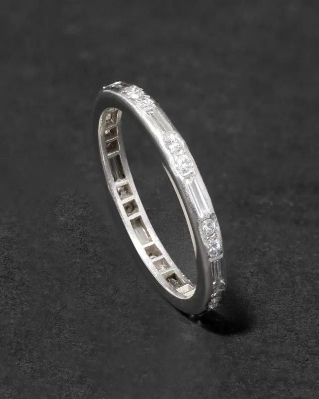 Antique 1910s Platinum & Diamond Band Ring made by Alexis Bittar