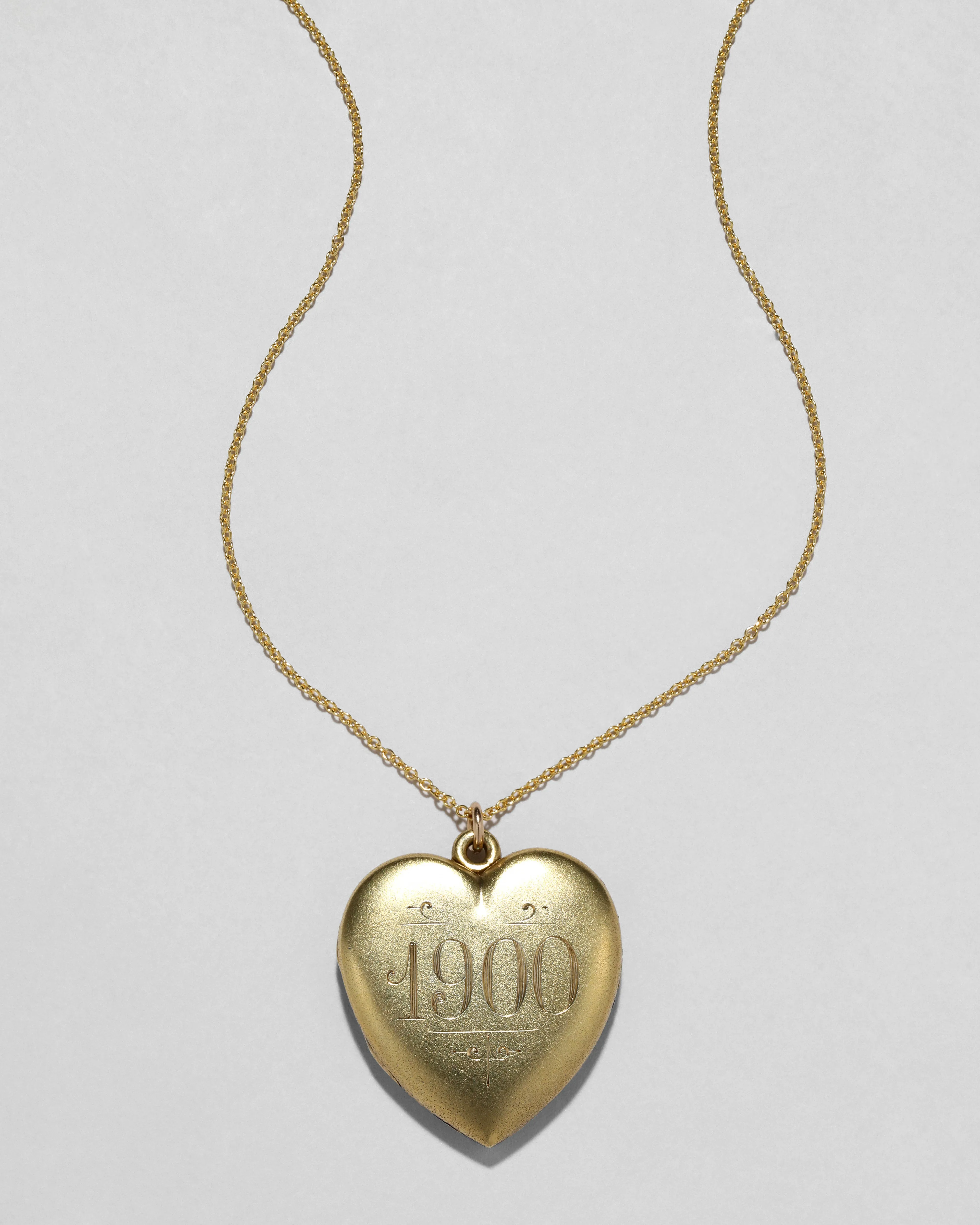 Antique 1900s Gold Plated Sterling Silver Hand Etched Heart Locket Necklace sold by Alexis Bittar product image thumbnail 3