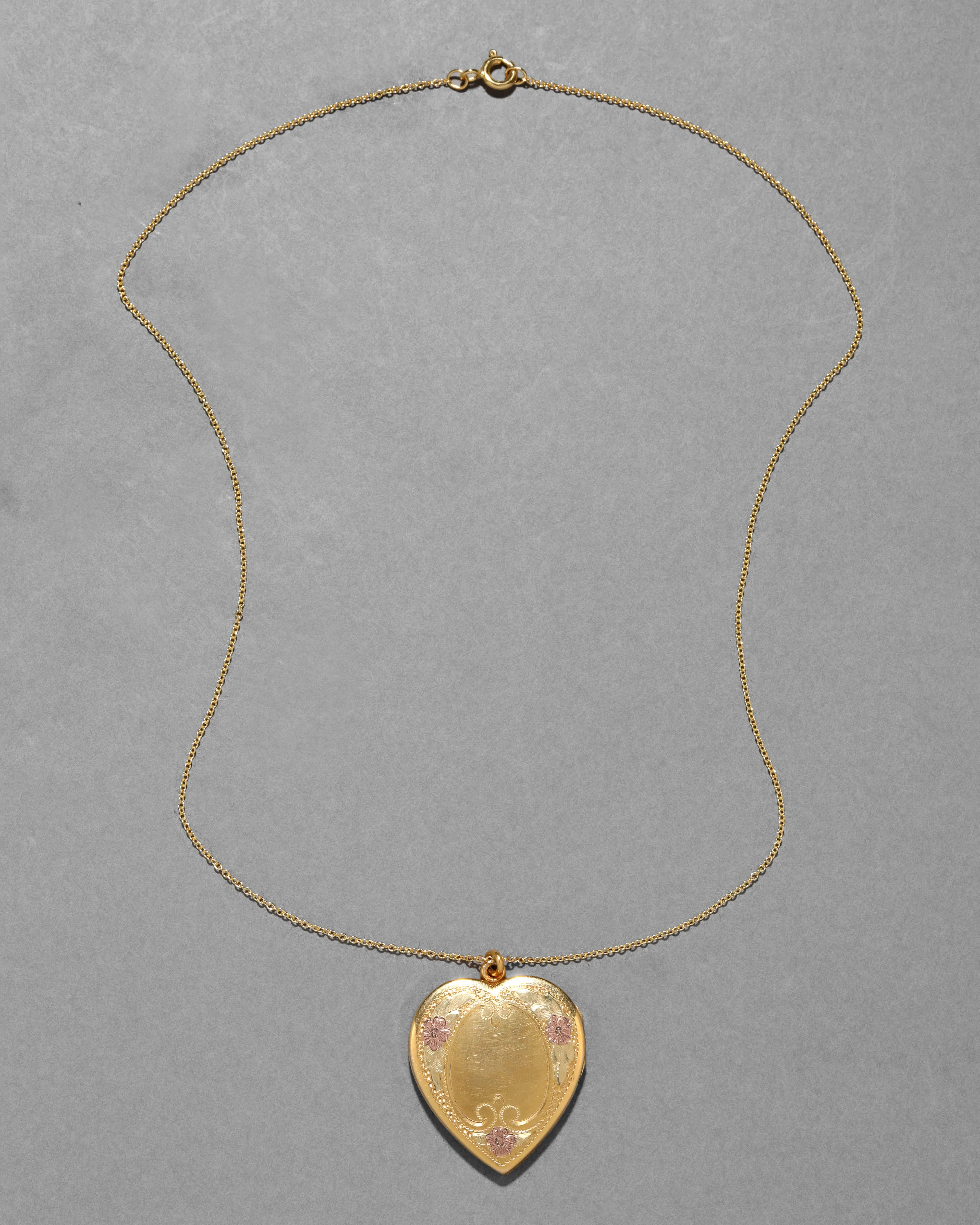 Antique 1910 14k Gold Fill Tri Color Hand Etched Heart Locket sold by Alexis Bittar product image thumbnail 2