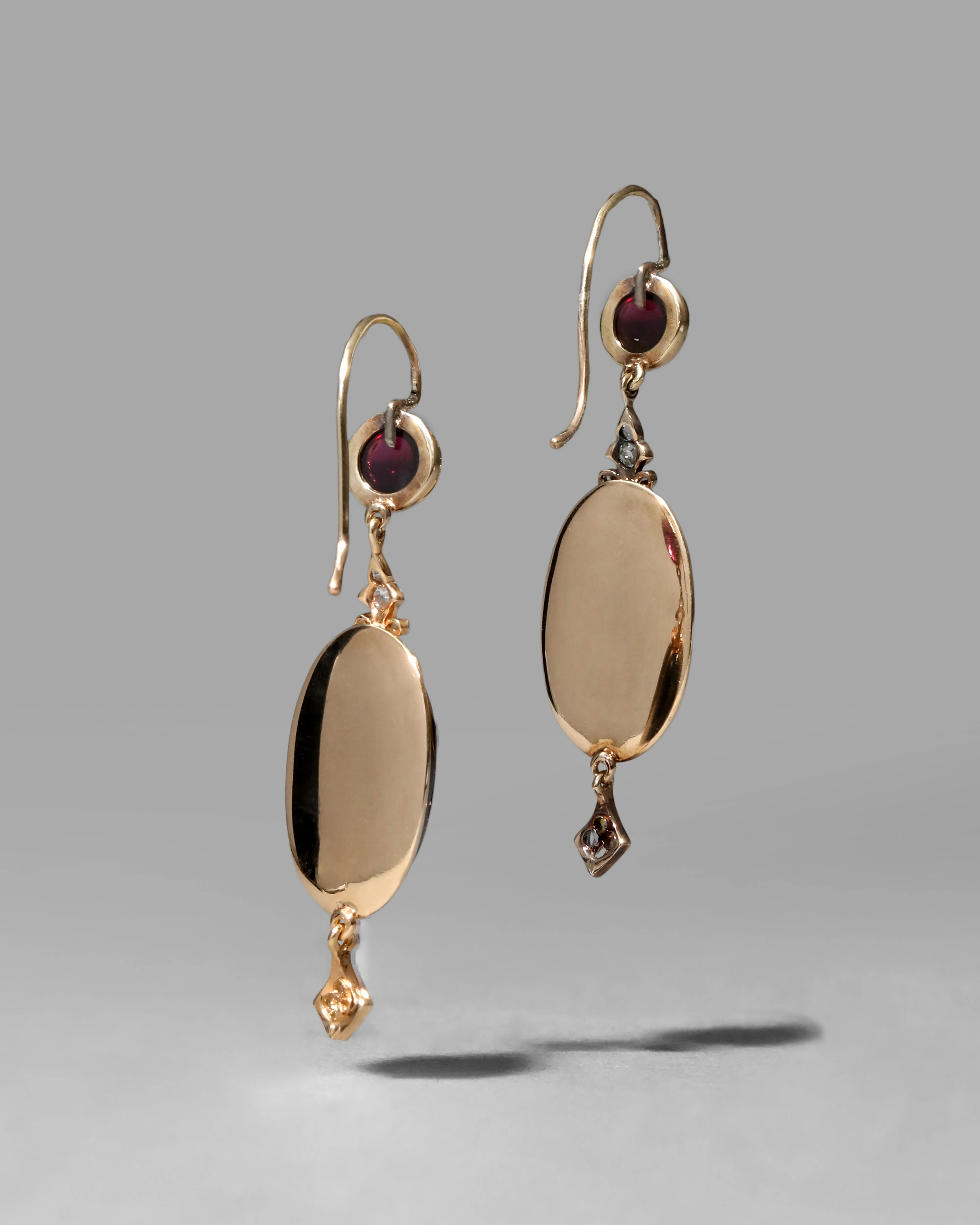 Antique Victorian 1870s 14k Gold with Garnet & Diamond Earring sold by Alexis Bittar product image thumbnail 2