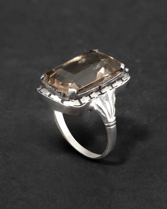 Antique 1920s Sterling Silver & Faceted Topaz Ring sold by Alexis Bittar