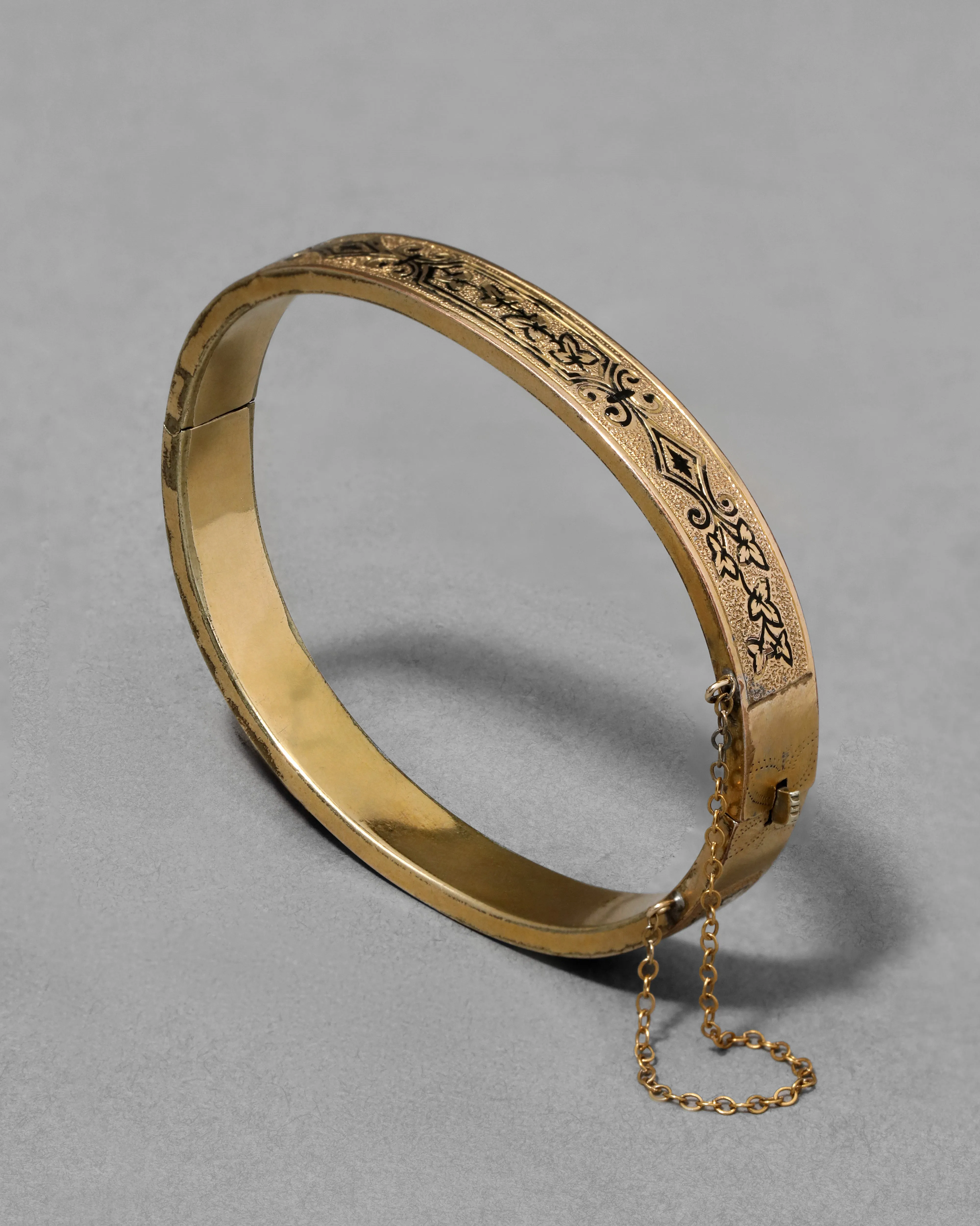 Antique Victorian 14k Gold Fill Hand Etched Bracelet with Enamel Accents sold by Alexis Bittar product image thumbnail 2