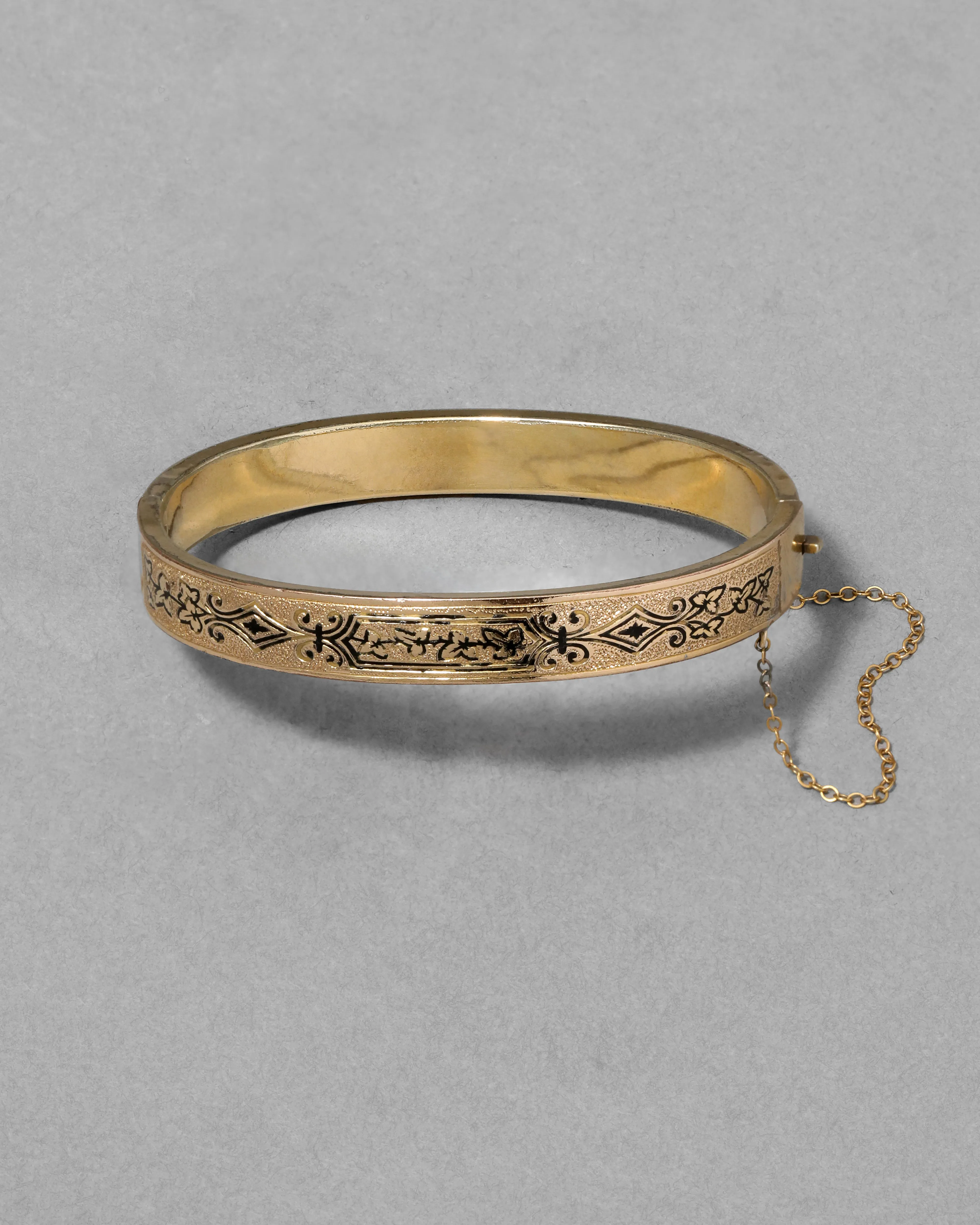 Antique Victorian 14k Gold Fill Hand Etched Bracelet with Enamel Accents sold by Alexis Bittar