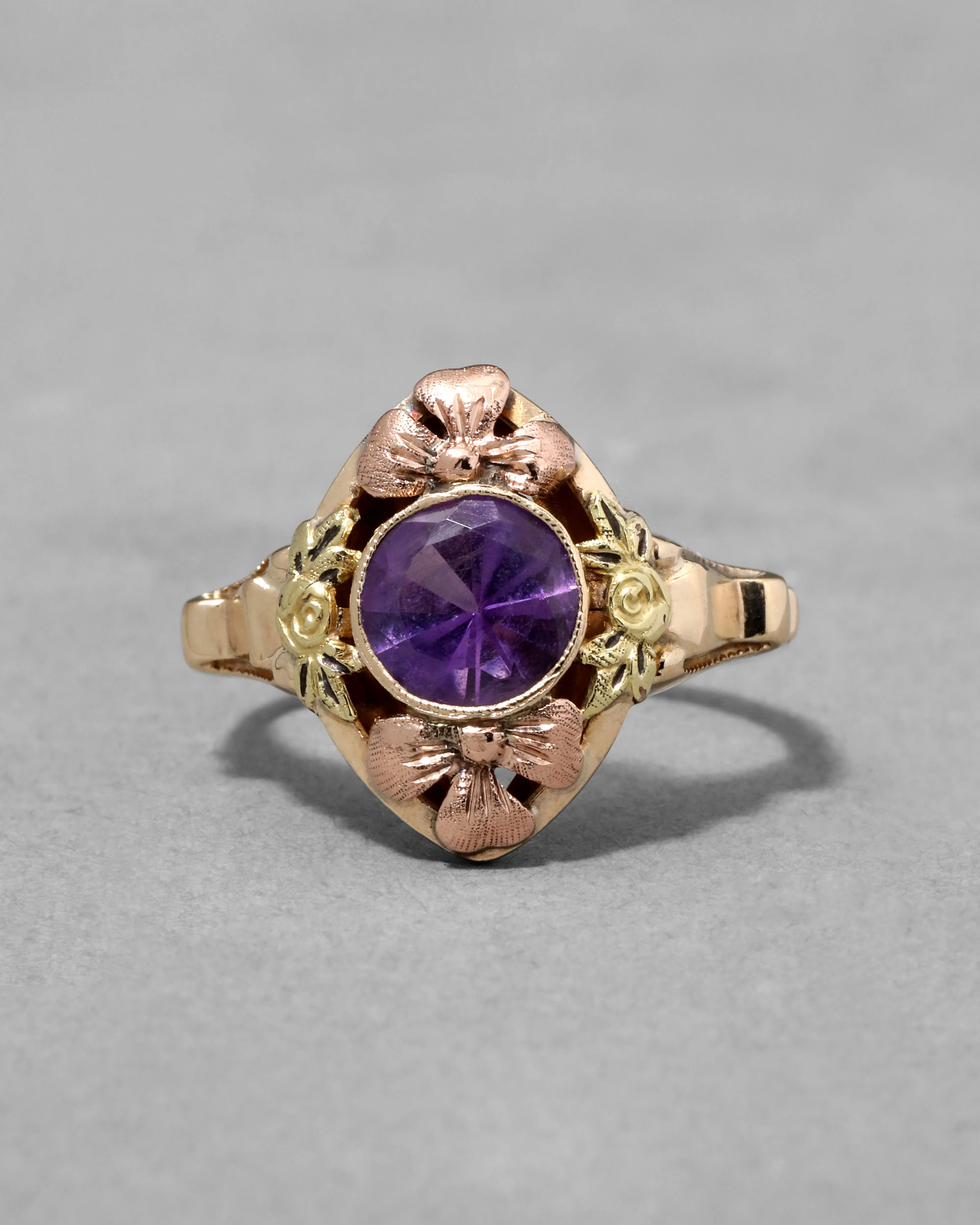 Vintage 1930s 10k Gold & Bezel Set Amethyst Ring sold by Alexis Bittar product image thumbnail 2
