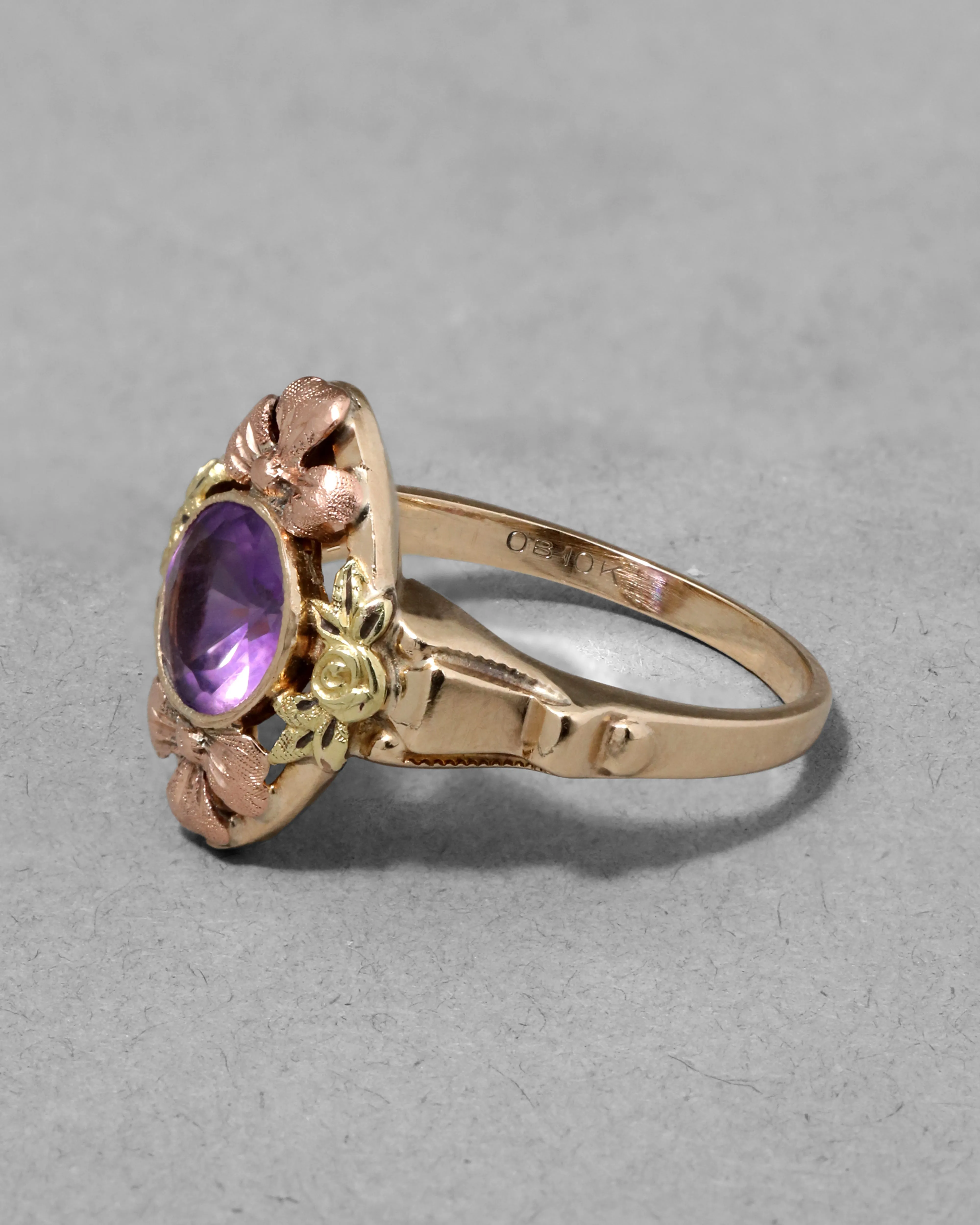 Vintage 1930s 10k Gold & Bezel Set Amethyst Ring sold by Alexis Bittar product image thumbnail 3