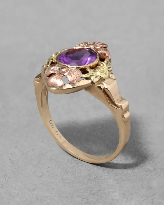 Vintage 1930s 10k Gold & Bezel Set Amethyst Ring sold by Alexis Bittar