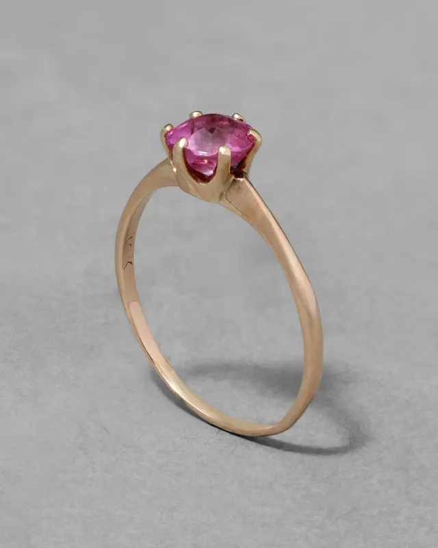 Vintage 1950s 10k Gold & Prong Set Faceted Ruby Ring sold by Alexis Bittar