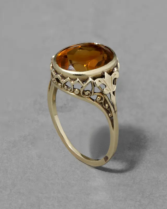 Antique Victorian 14k Gold & Faceted Citrine Ring sold by Alexis Bittar