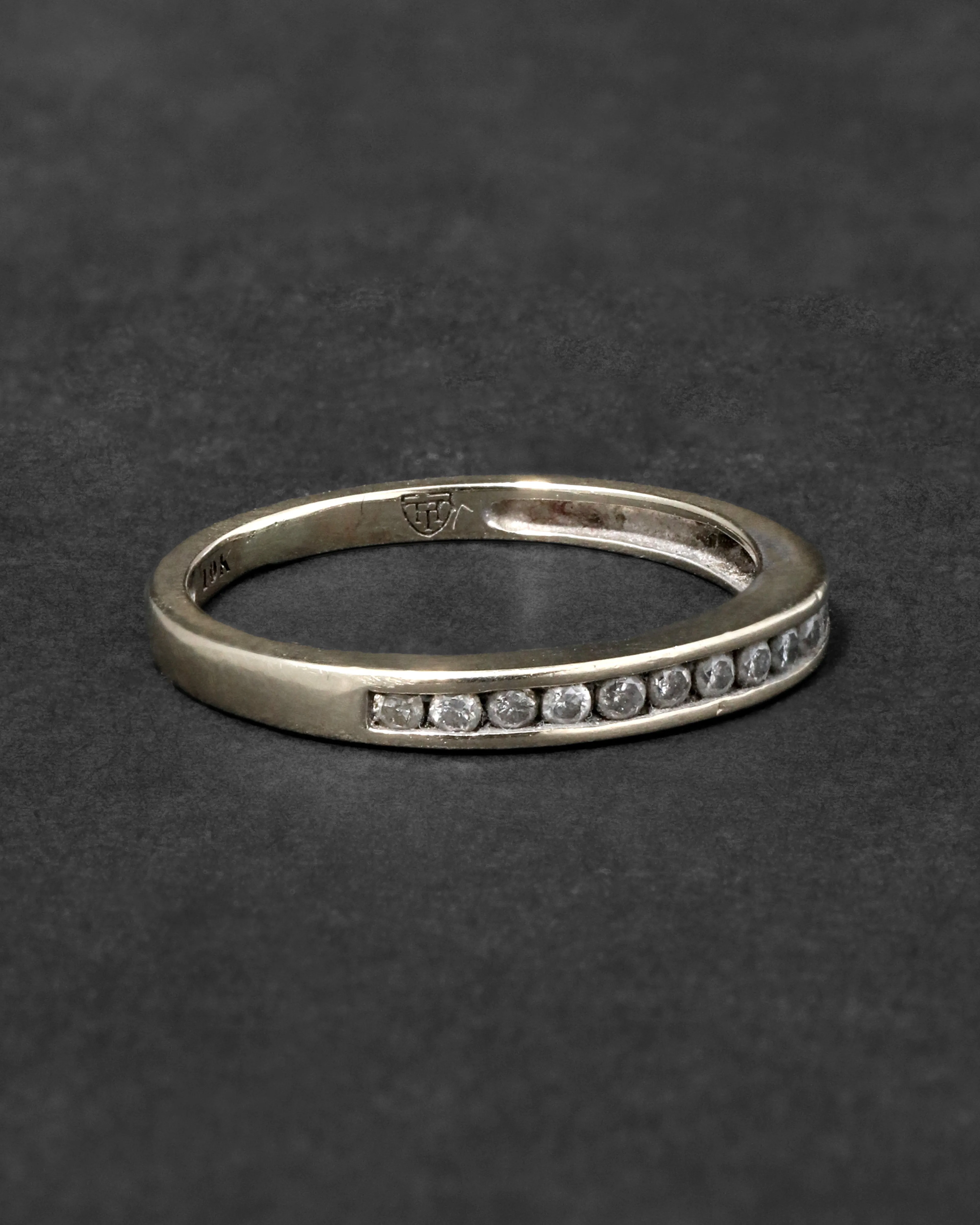 Vintage 1970s 10k Gold & Diamond Band Ring sold by Alexis Bittar product image thumbnail 3