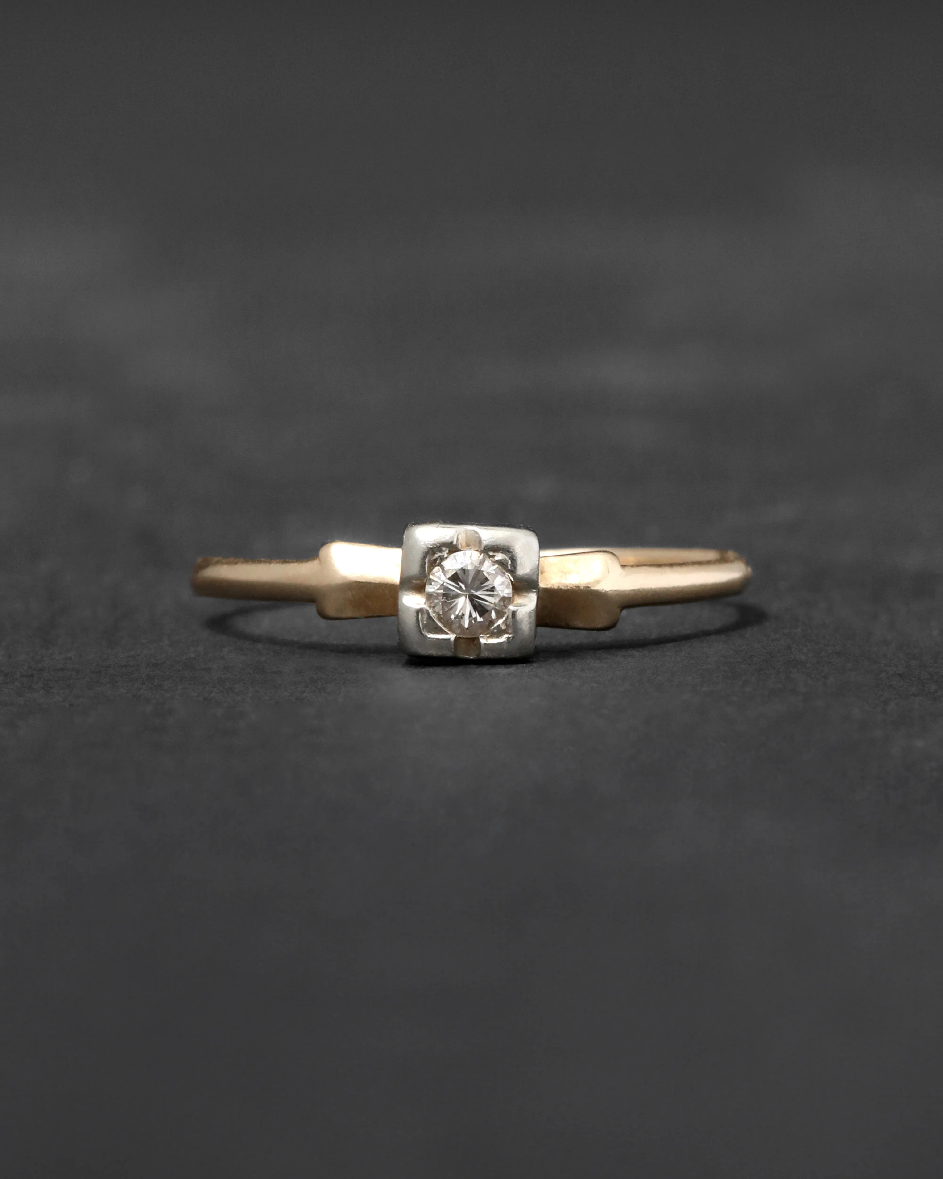 Vintage 1930s 14k Yellow & White Gold with Accent Diamond Deco Design Ring sold by Alexis Bittar product image thumbnail 2