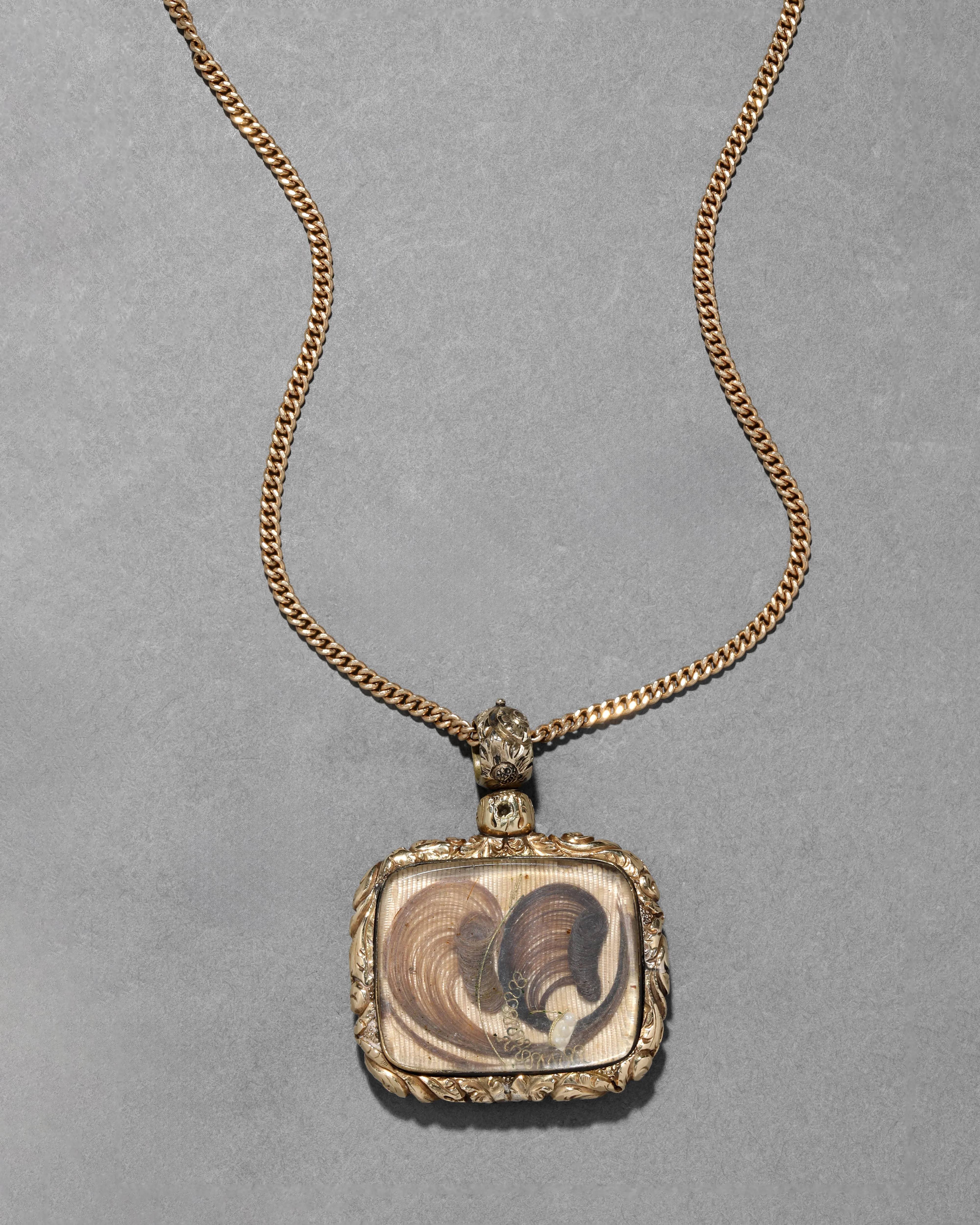 Antique Early 1800s 14k Gold & Quartz Double Eye Miniature Portrait Pendant Necklace sold by Alexis Bittar product image thumbnail 4