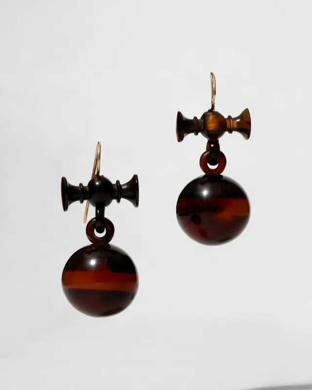 1880s Victorian carved tortoise earrings with 14k wires - 93 made by Alexis Bittar