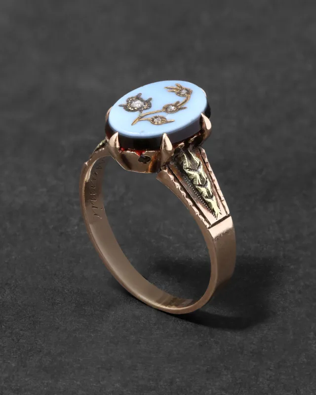 Antique 1800s 14k Gold Onyx & Diamond Ring sold by Alexis Bittar