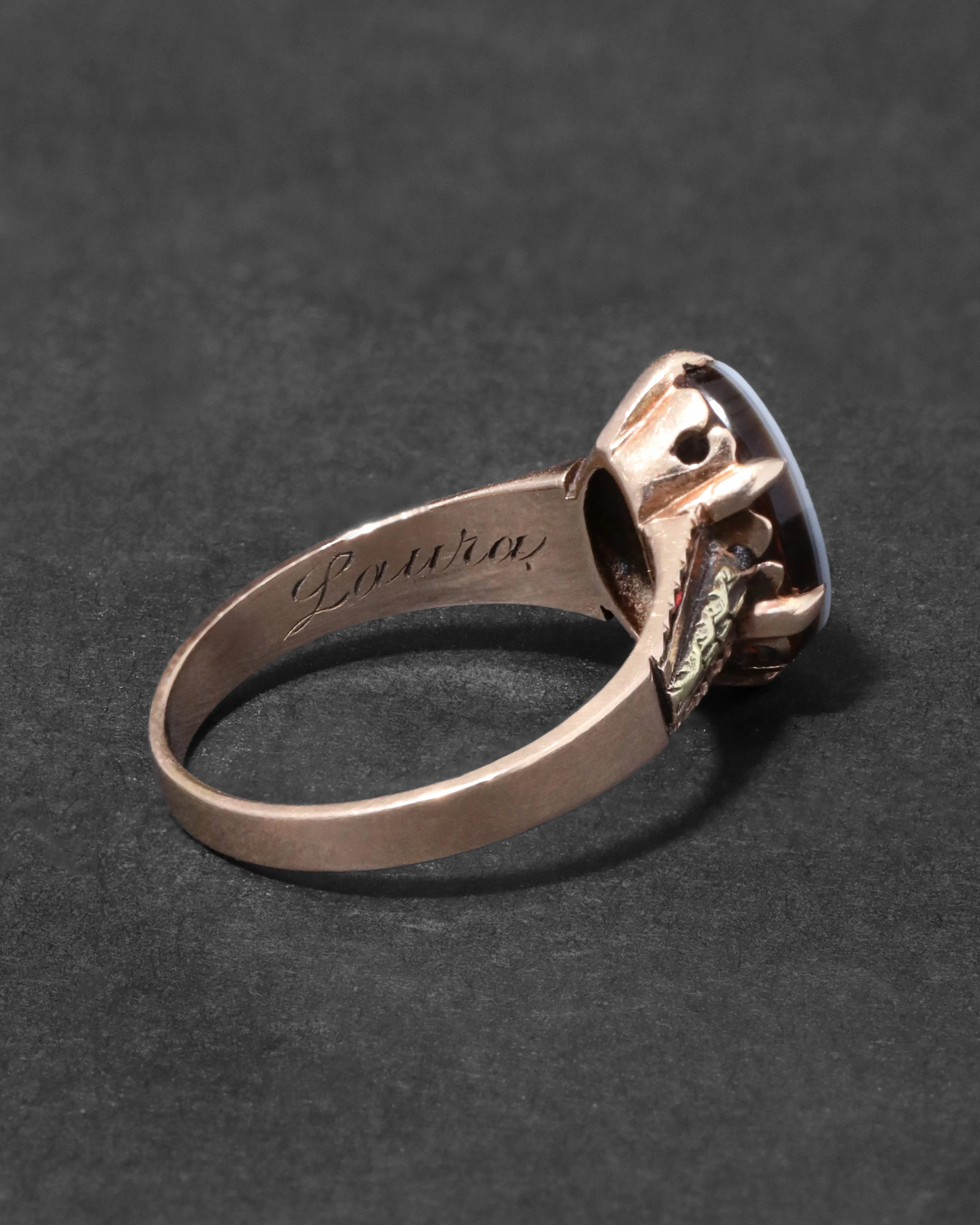 Antique 1800s 14k Gold Onyx & Diamond Ring sold by Alexis Bittar product image thumbnail 4